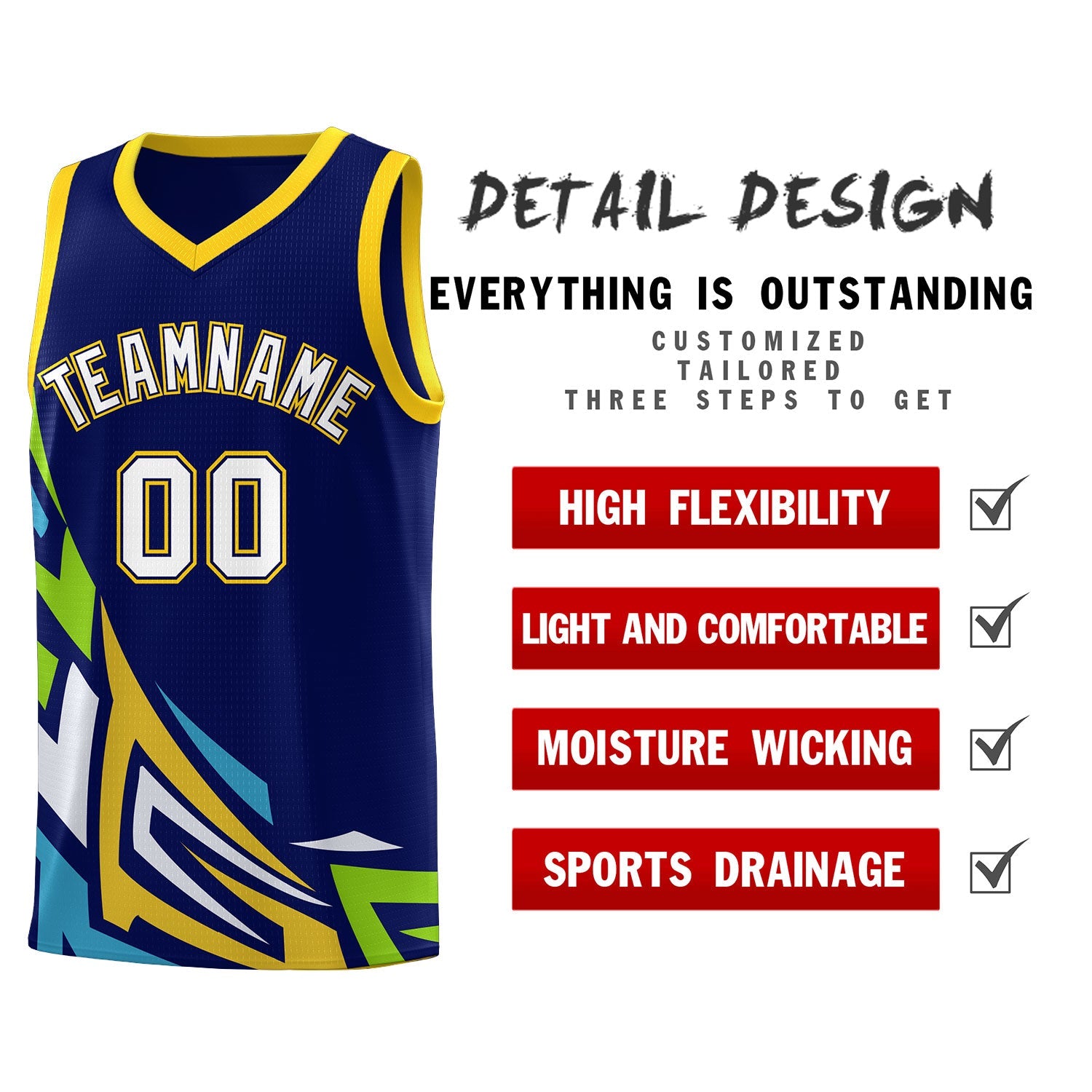 Custom Navy Gradient Graffiti Pattern Sports Uniform Basketball Jersey