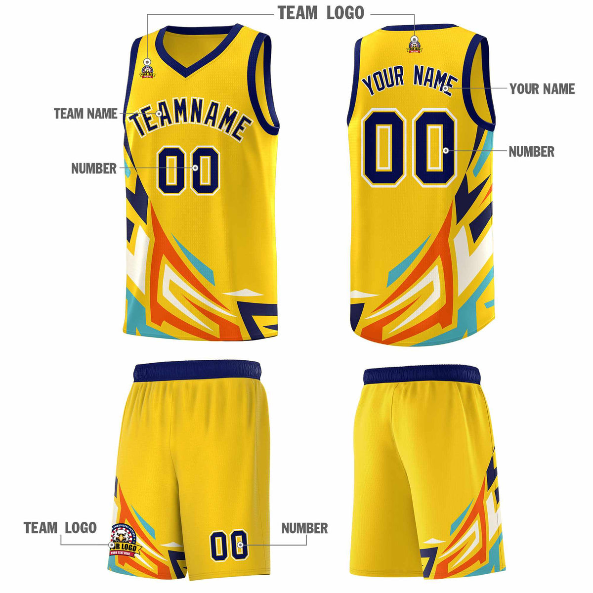 Custom Gold Gradient Graffiti Pattern Sports Uniform Basketball Jersey