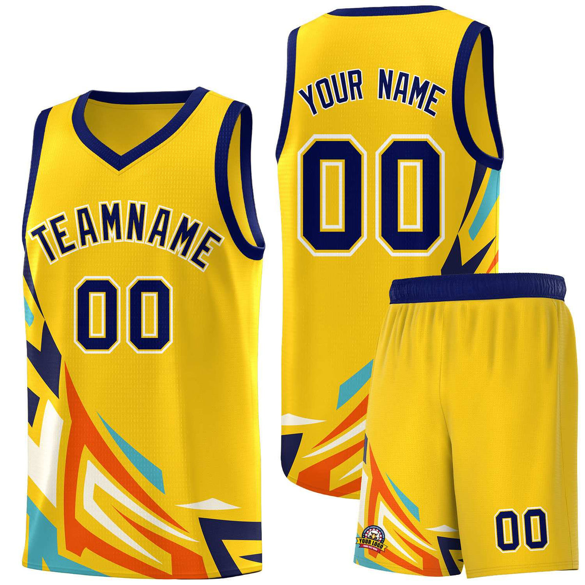 Custom Gold Gradient Graffiti Pattern Sports Uniform Basketball Jersey
