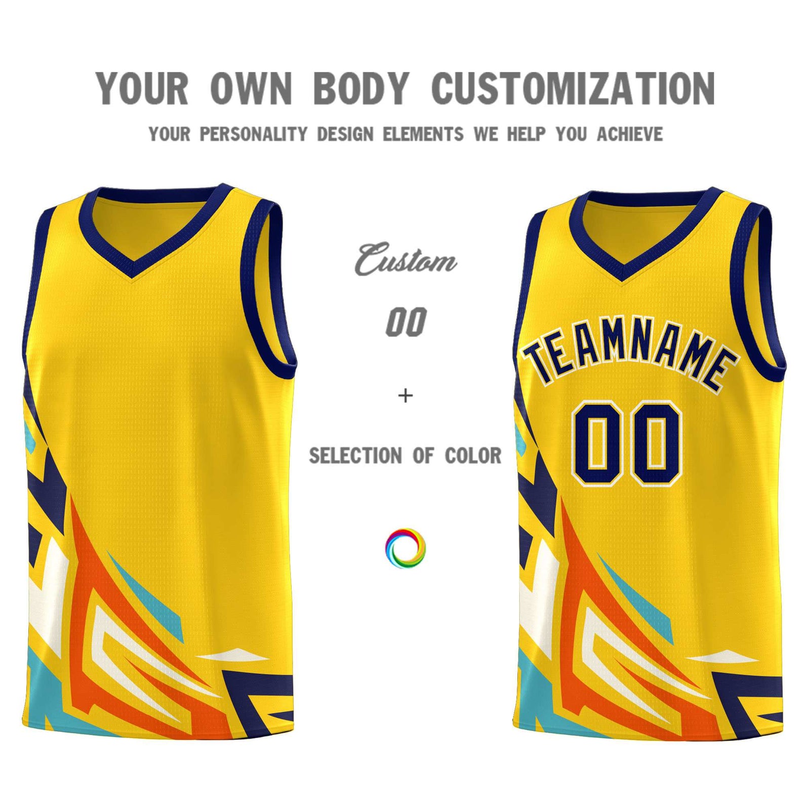 Custom Gold Gradient Graffiti Pattern Sports Uniform Basketball Jersey