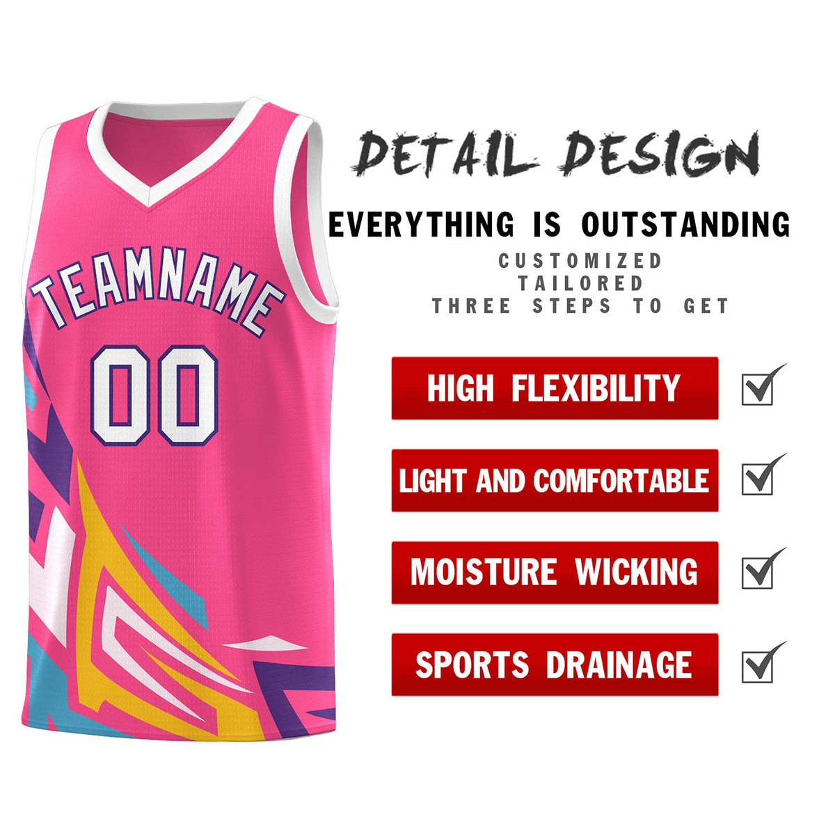 Custom Pink Gradient Graffiti Pattern Sports Uniform Basketball Jersey