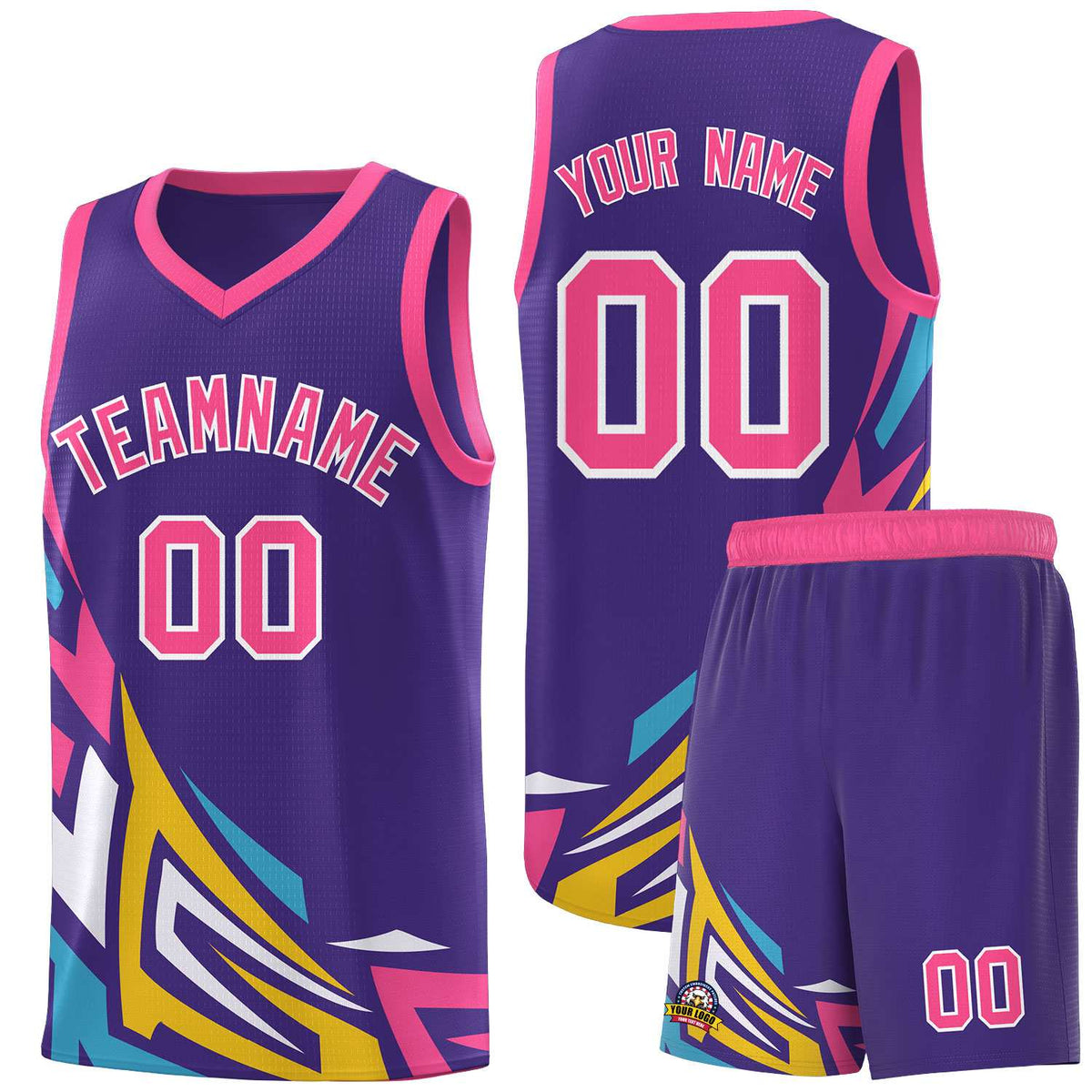 Custom Purple Gradient Graffiti Pattern Sports Uniform Basketball Jersey