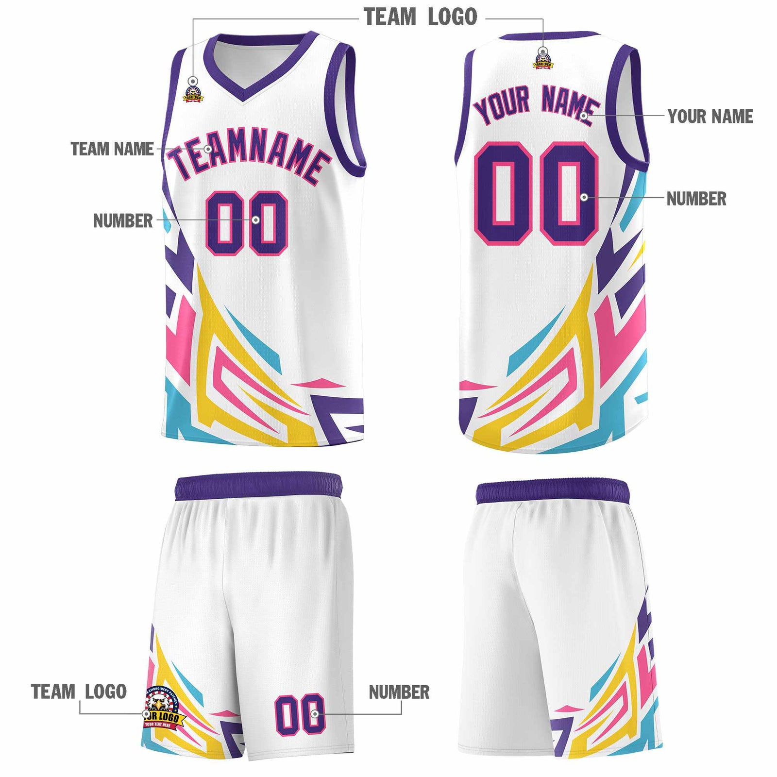 Custom White Gradient Graffiti Pattern Sports Uniform Basketball Jersey