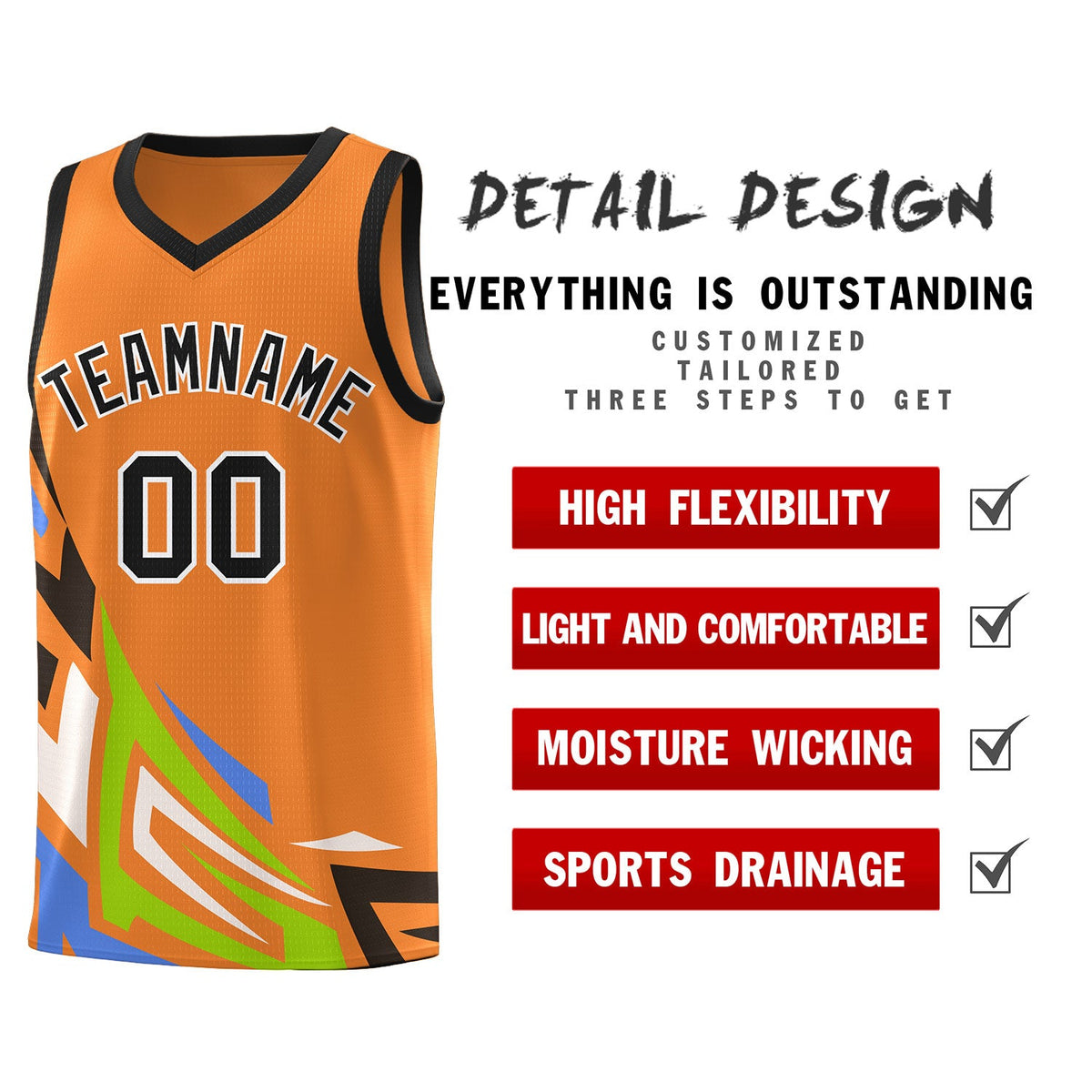 Custom Gold Orange Gradient Graffiti Pattern Sports Uniform Basketball Jersey