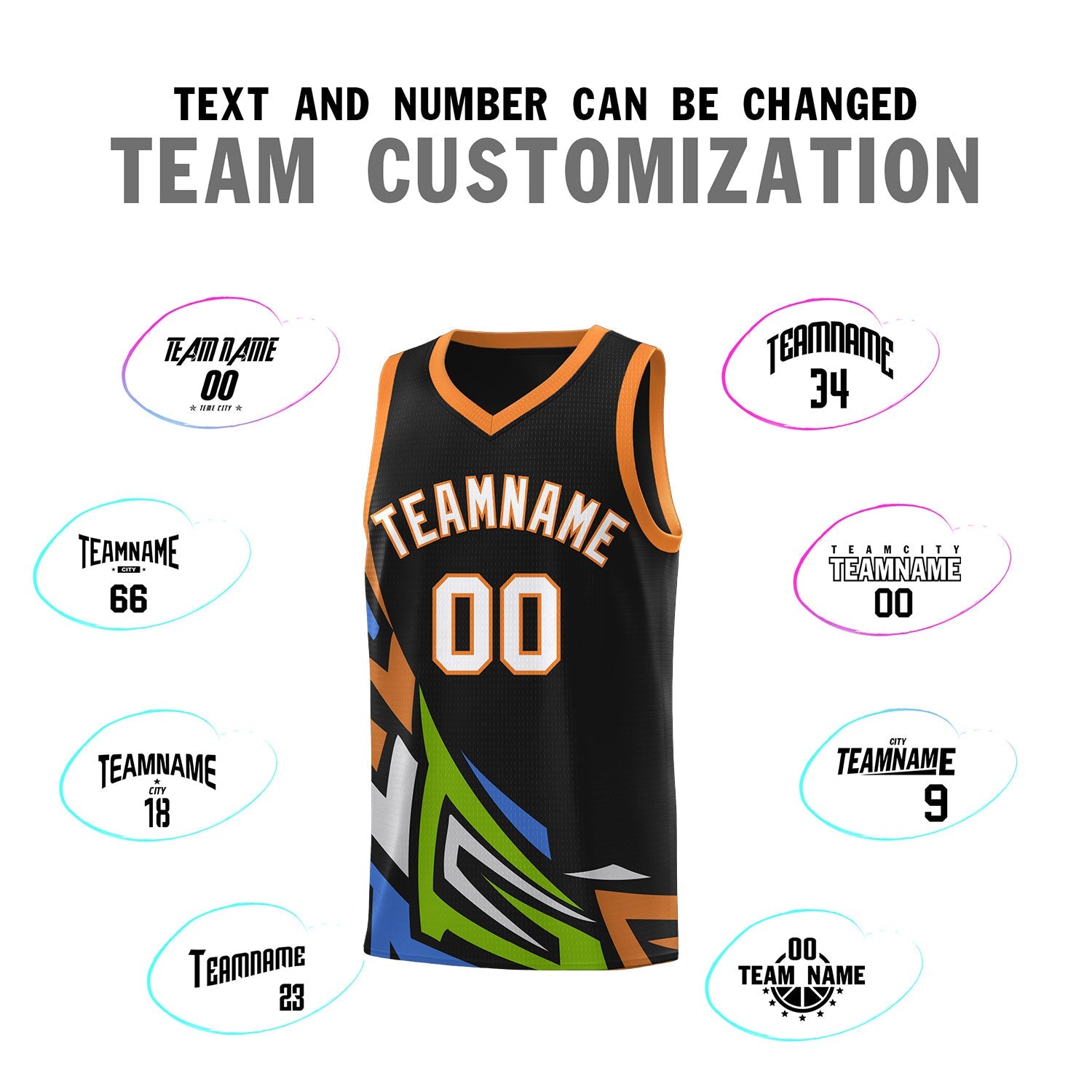 Custom Black Gradient Graffiti Pattern Sports Uniform Basketball Jersey
