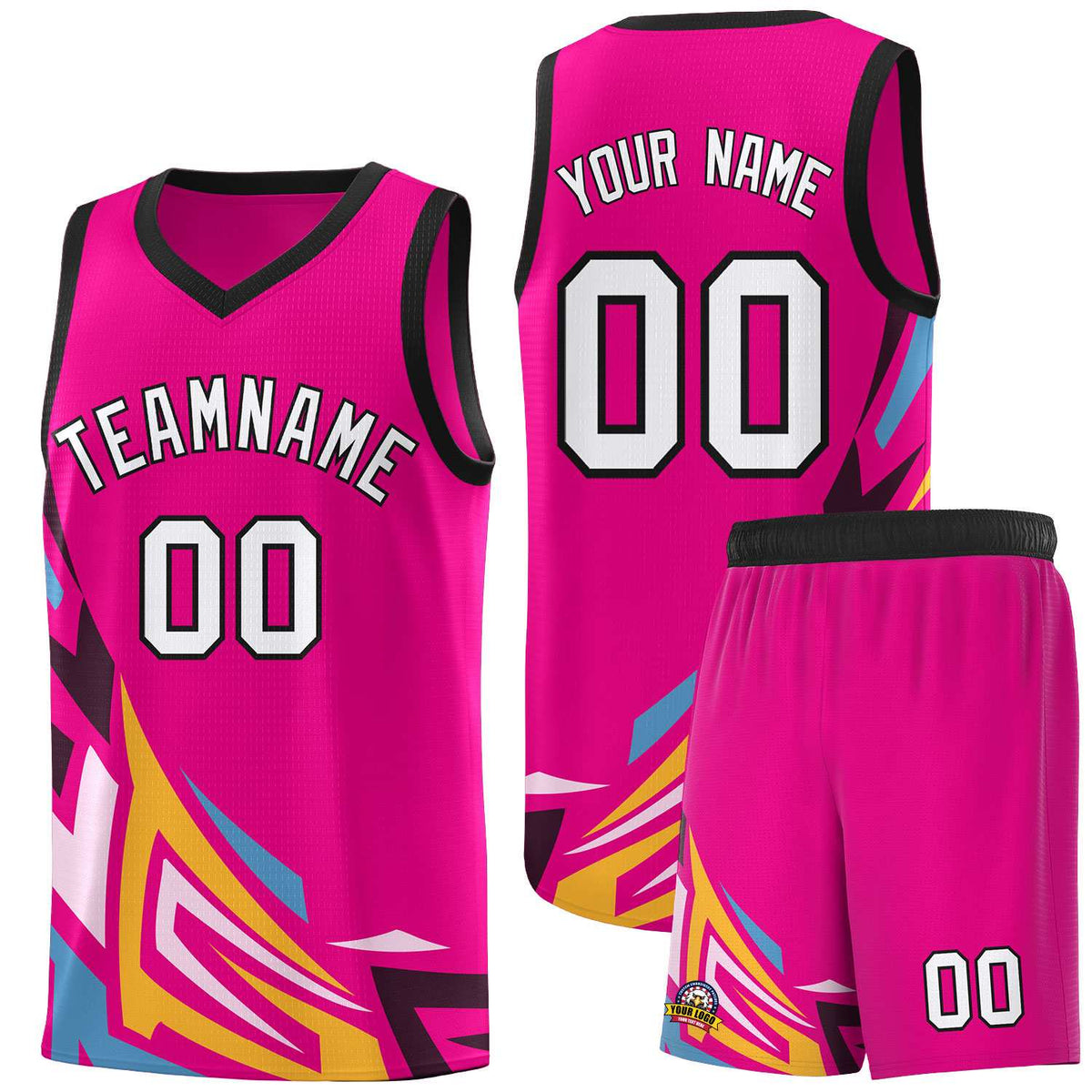 Custom Pink Gradient Graffiti Pattern Sports Uniform Basketball Jersey