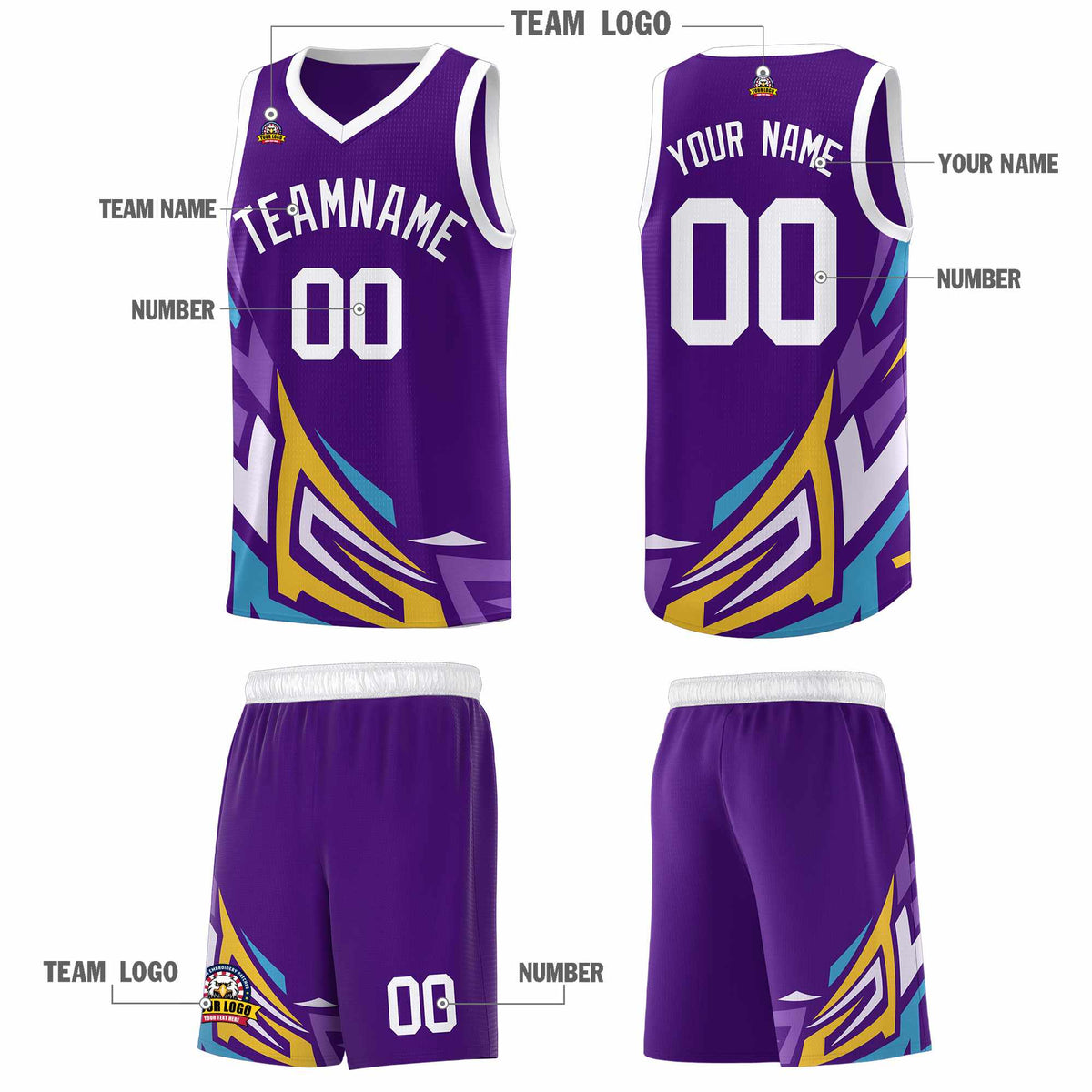 Custom Purple Gradient Graffiti Pattern Sports Uniform Basketball Jersey