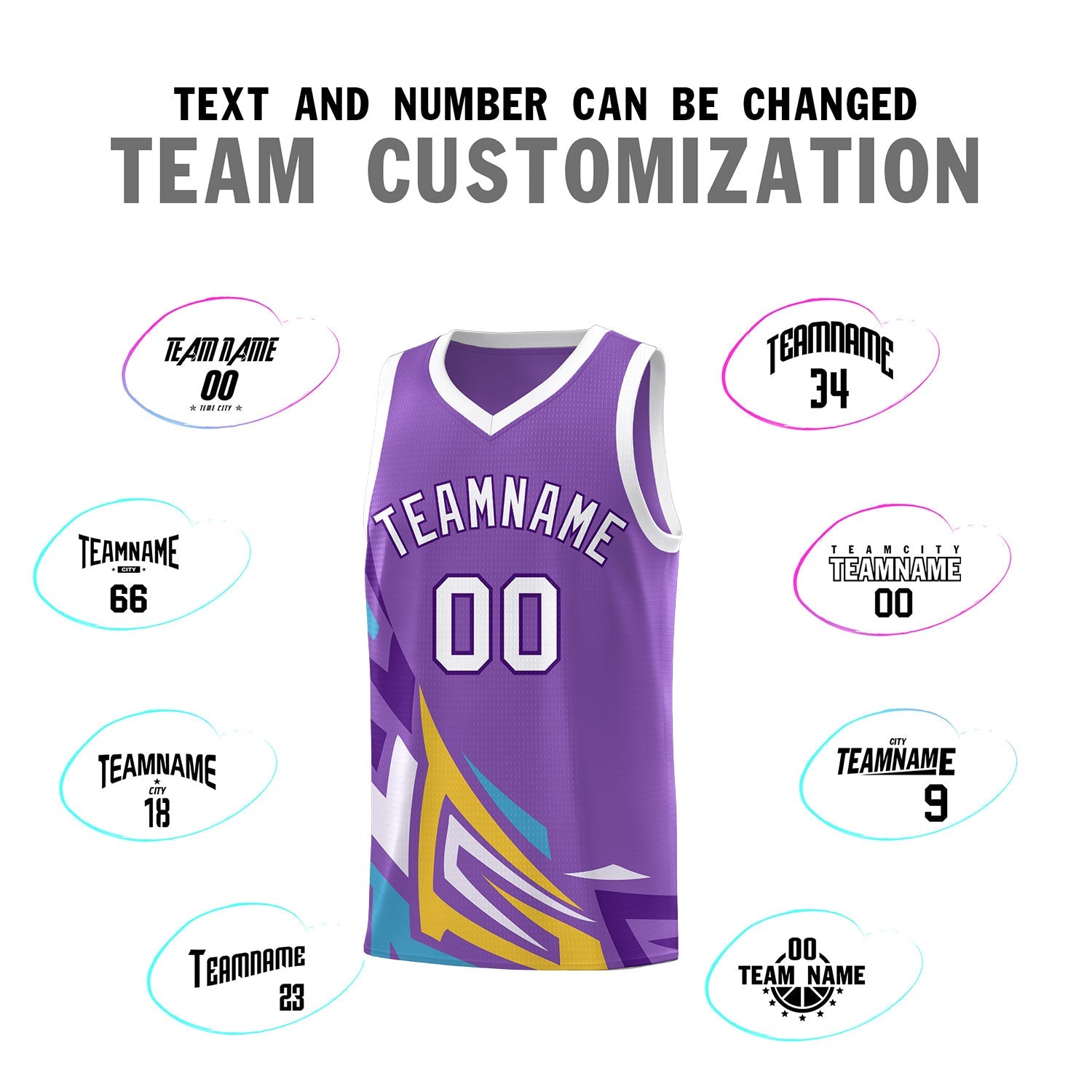 Custom Light Purple Gradient Graffiti Pattern Sports Uniform Basketball Jersey