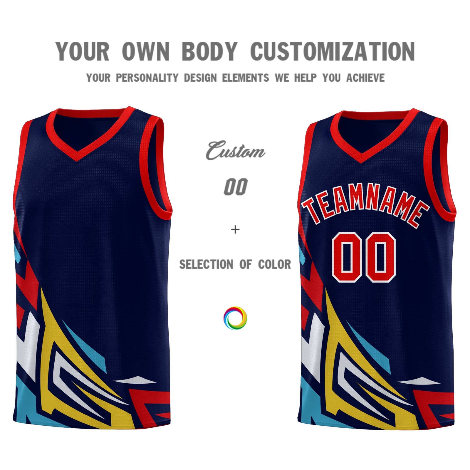Custom Navy Gradient Graffiti Pattern Sports Uniform Basketball Jersey