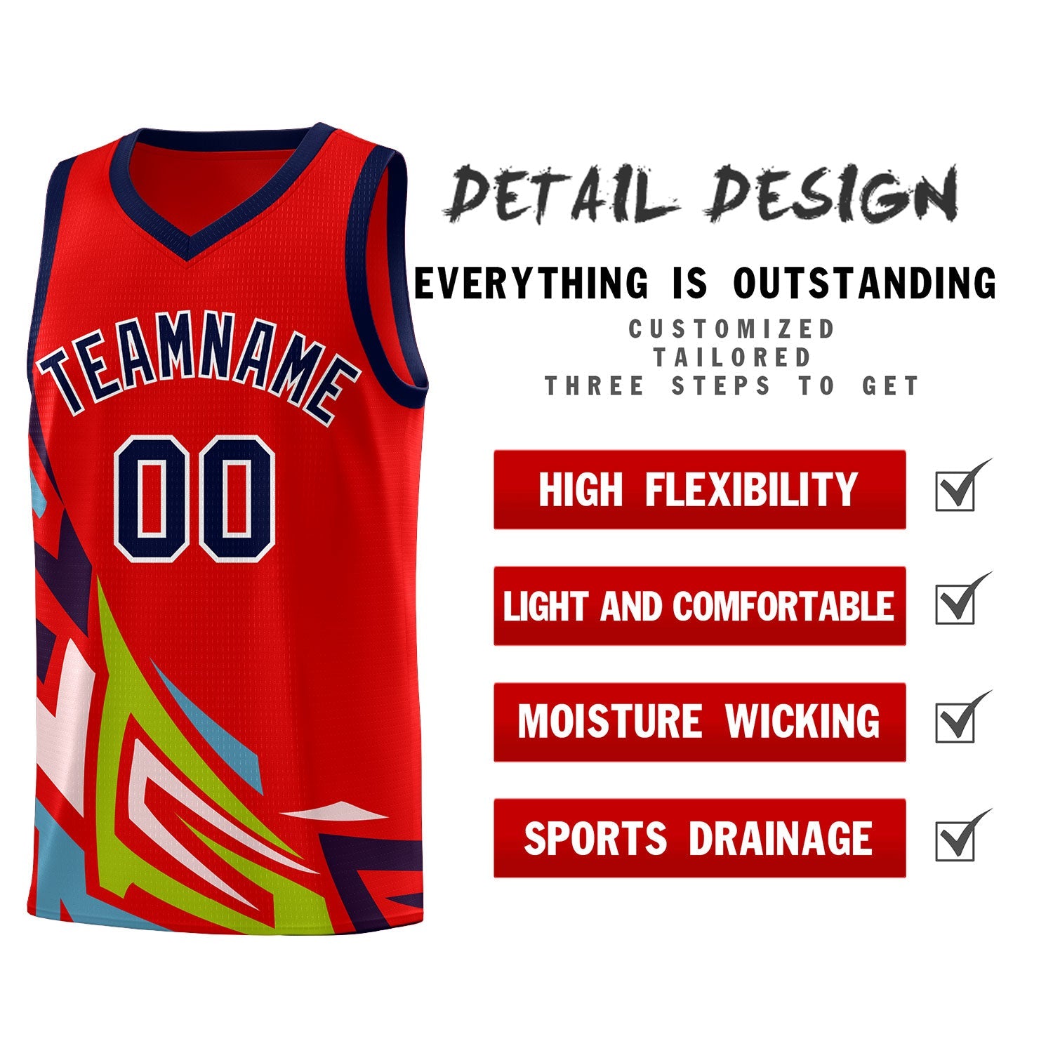 Custom Red Gradient Graffiti Pattern Sports Uniform Basketball Jersey