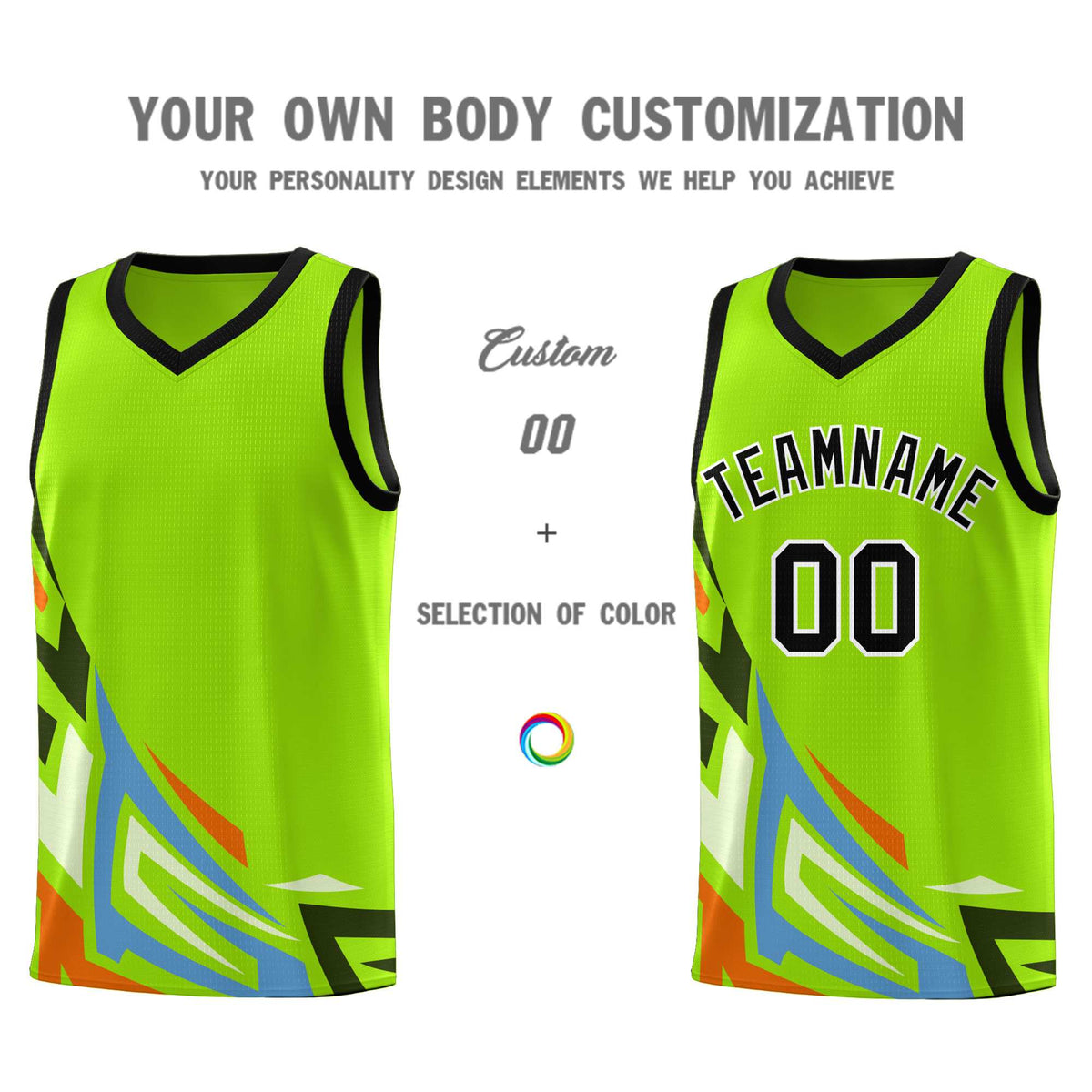 Custom Neon Green Gradient Graffiti Pattern Sports Uniform Basketball Jersey