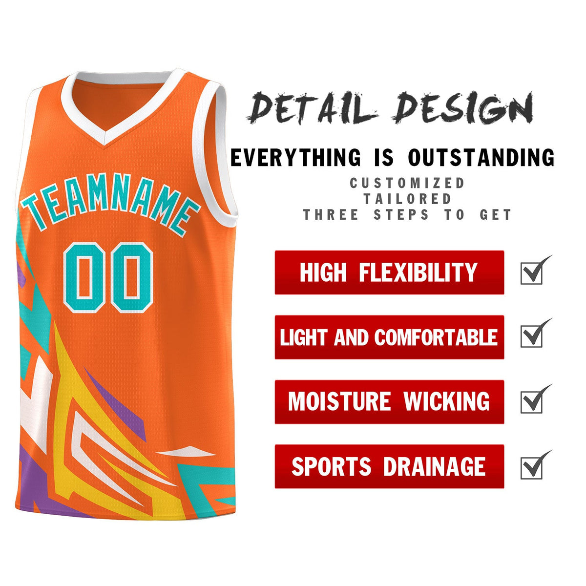 Custom Orange Gradient Graffiti Pattern Sports Uniform Basketball Jersey