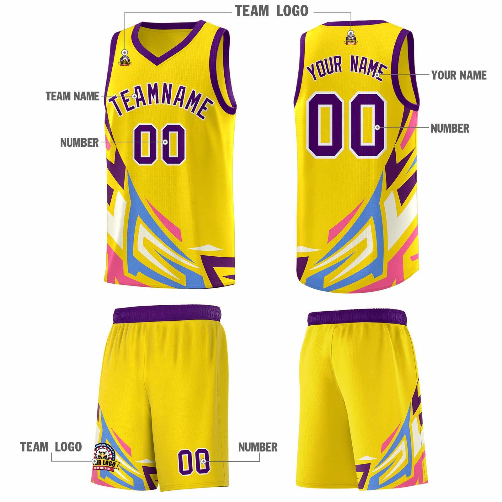 Custom Gold Gradient Graffiti Pattern Sports Uniform Basketball Jersey