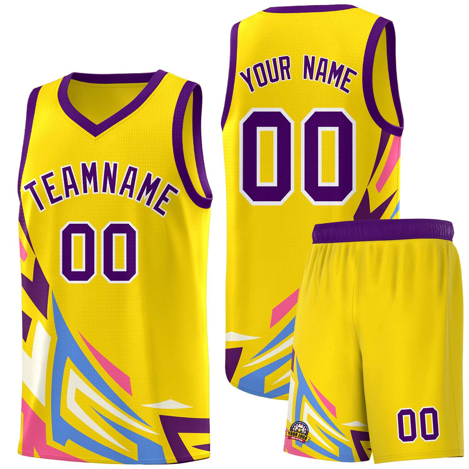 Custom Gold Gradient Graffiti Pattern Sports Uniform Basketball Jersey