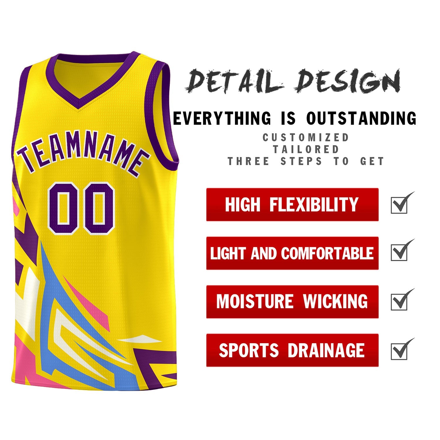 Custom Gold Gradient Graffiti Pattern Sports Uniform Basketball Jersey
