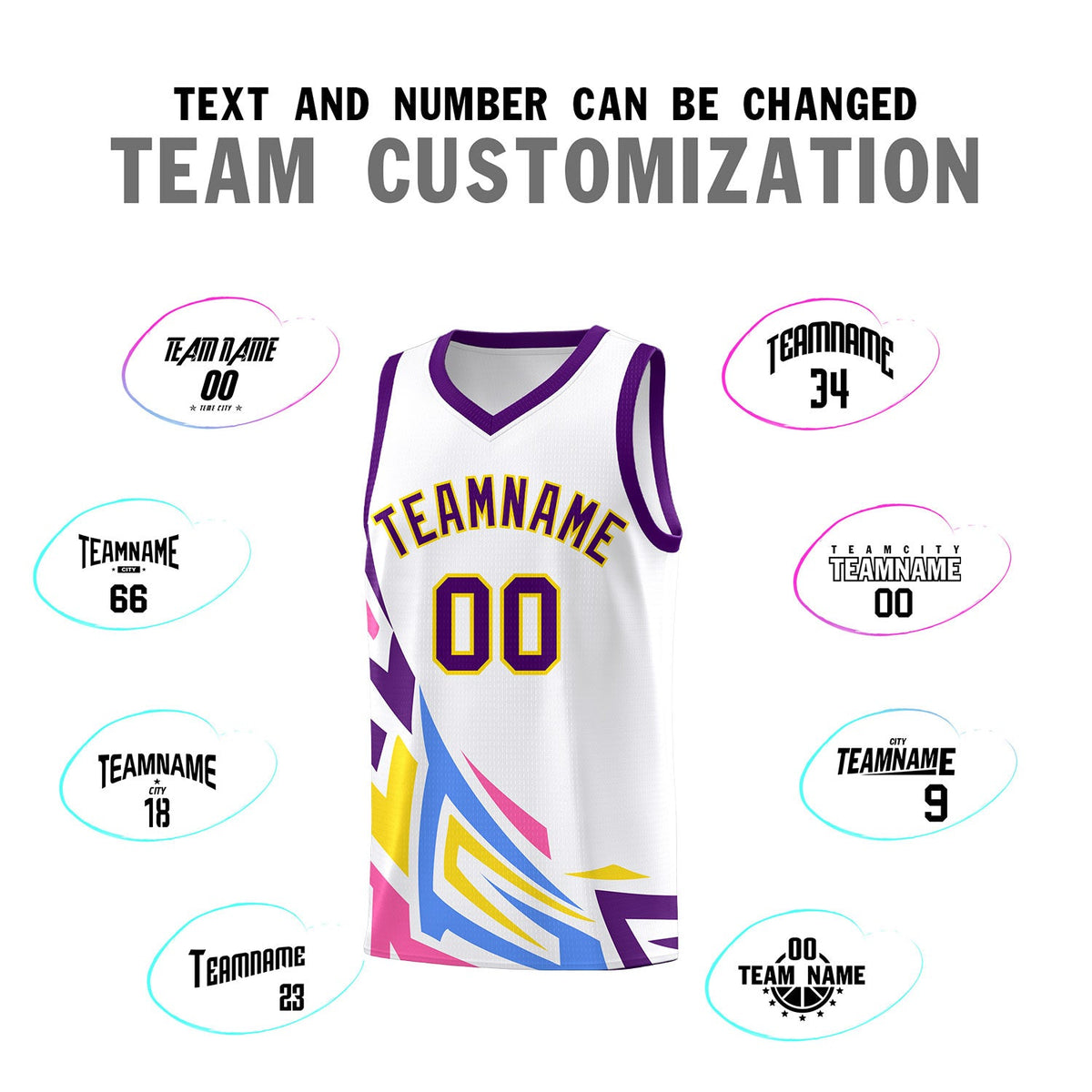 Custom White Gradient Graffiti Pattern Sports Uniform Basketball Jersey