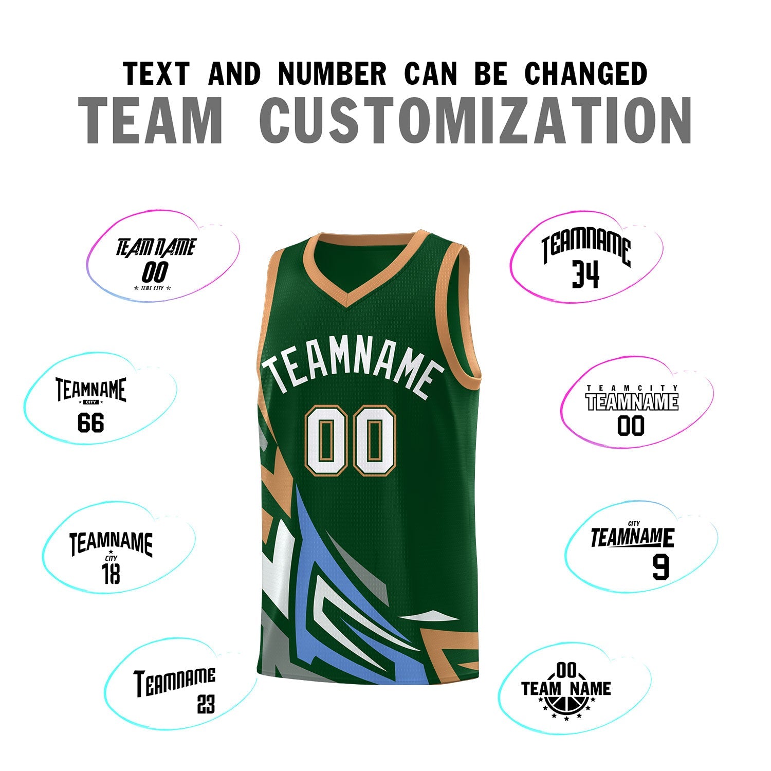 Custom Green Gradient Graffiti Pattern Sports Uniform Basketball Jersey