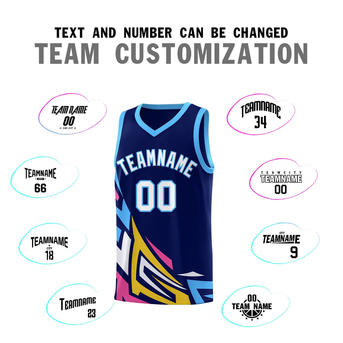 Custom Navy Gradient Graffiti Pattern Sports Uniform Basketball Jersey