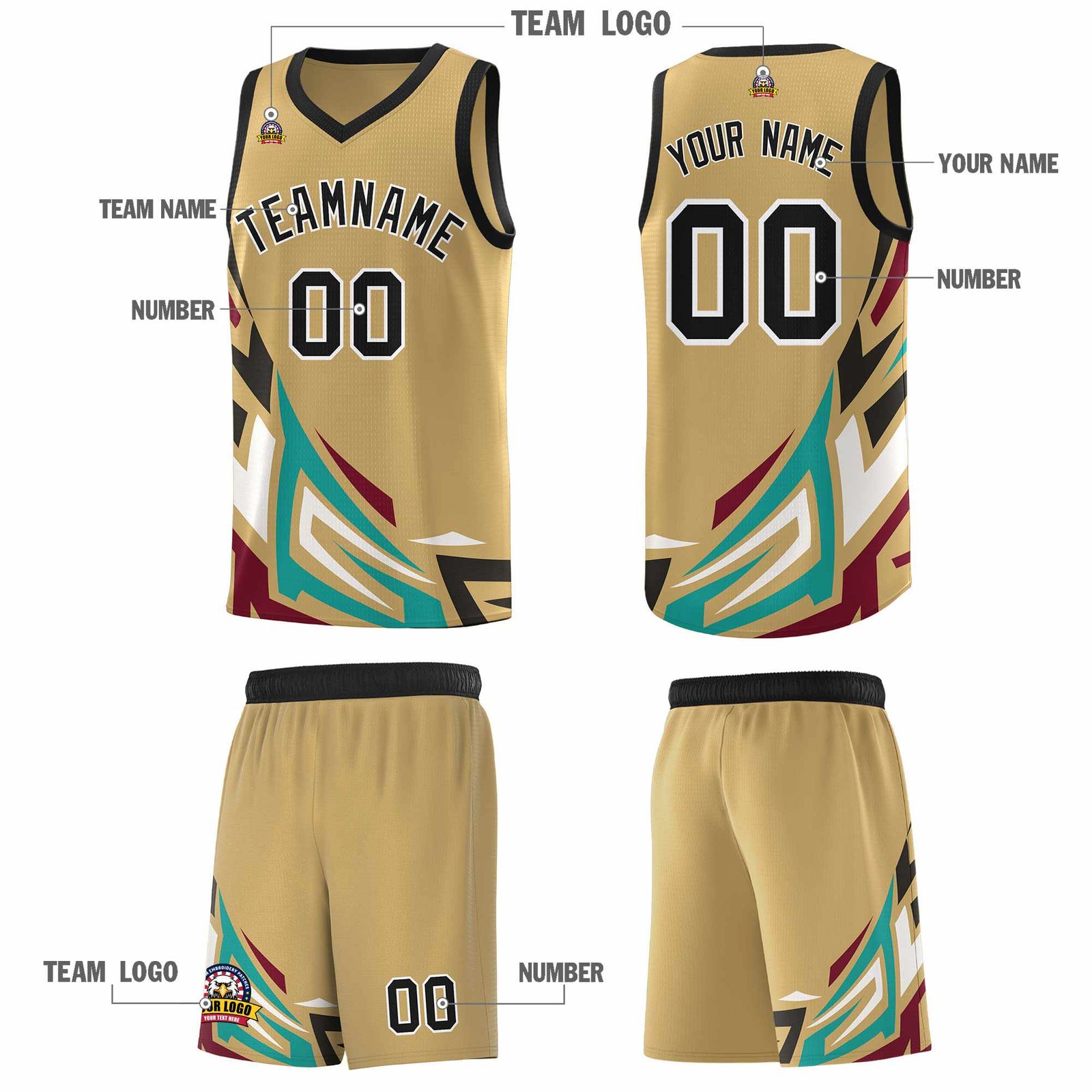 Custom Old Gold Gradient Graffiti Pattern Sports Uniform Basketball Jersey