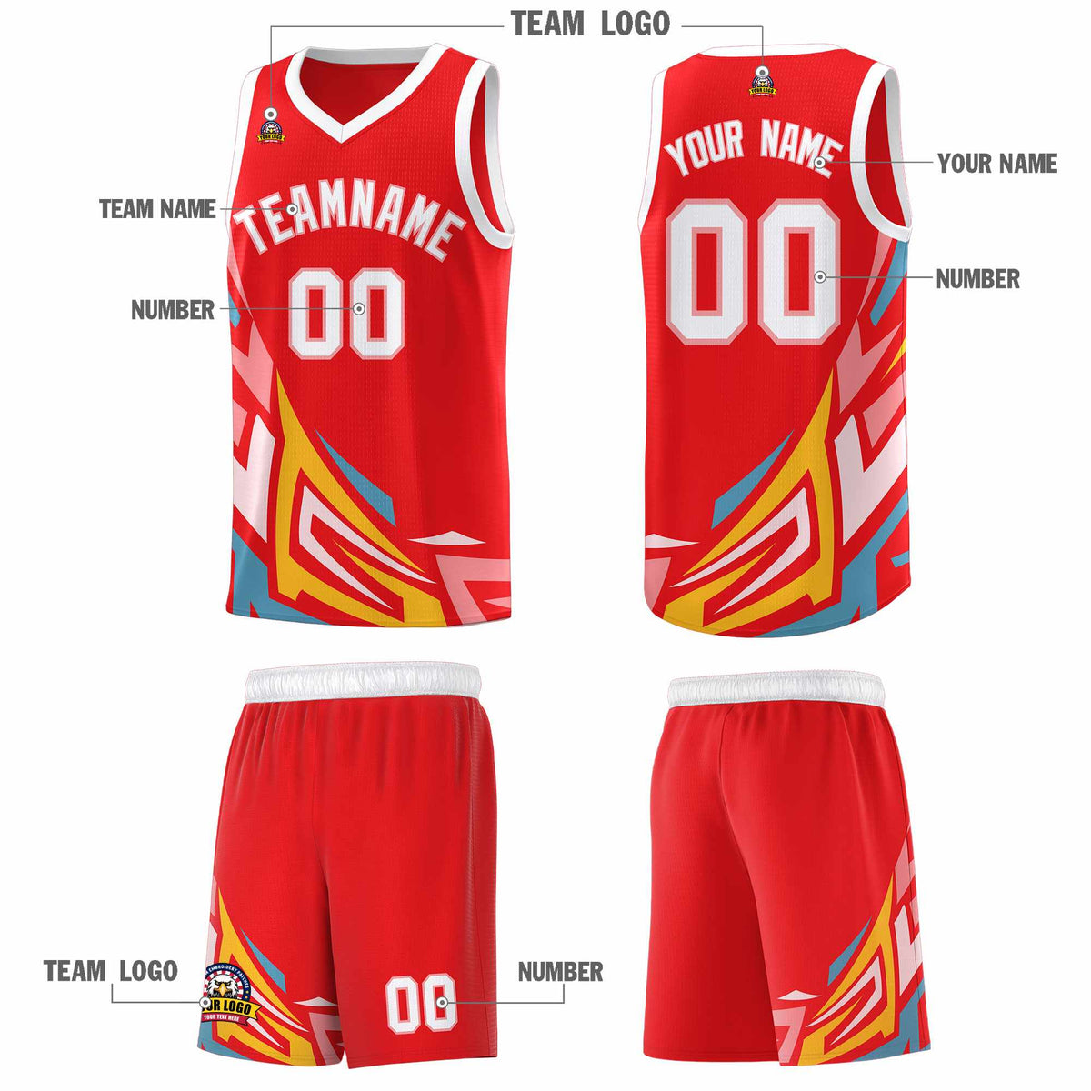 Custom Red Gradient Graffiti Pattern Sports Uniform Basketball Jersey