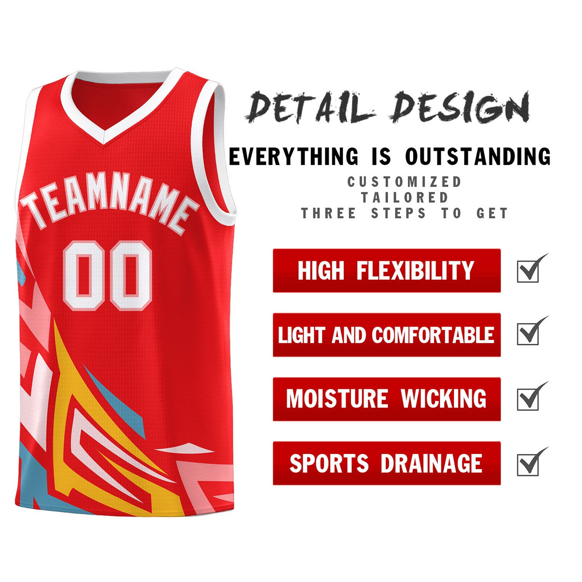 Custom Red Gradient Graffiti Pattern Sports Uniform Basketball Jersey