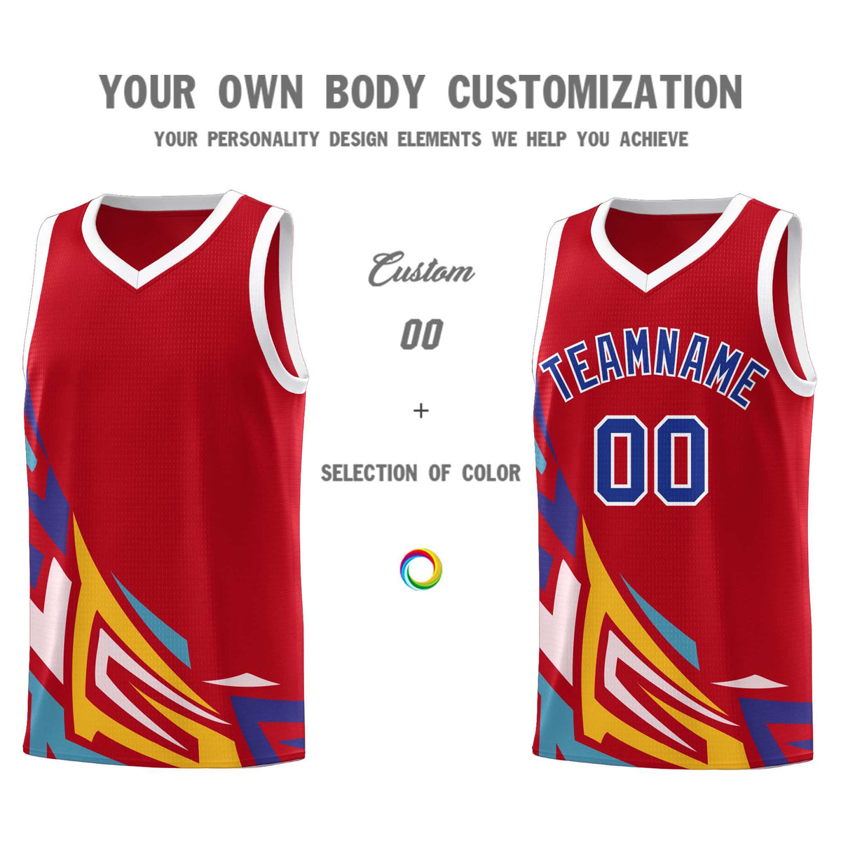 Custom Red Gradient Graffiti Pattern Sports Uniform Basketball Jersey