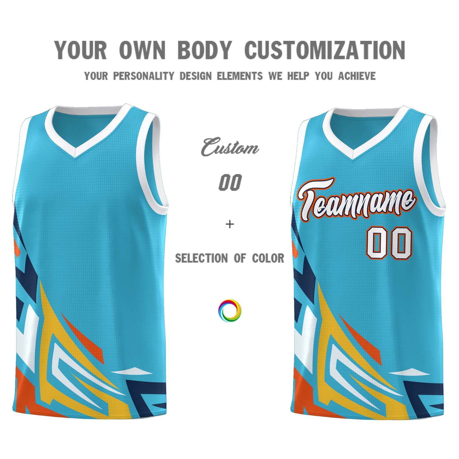 Custom Sky Blue Gradient Graffiti Pattern Sports Uniform Basketball Jersey