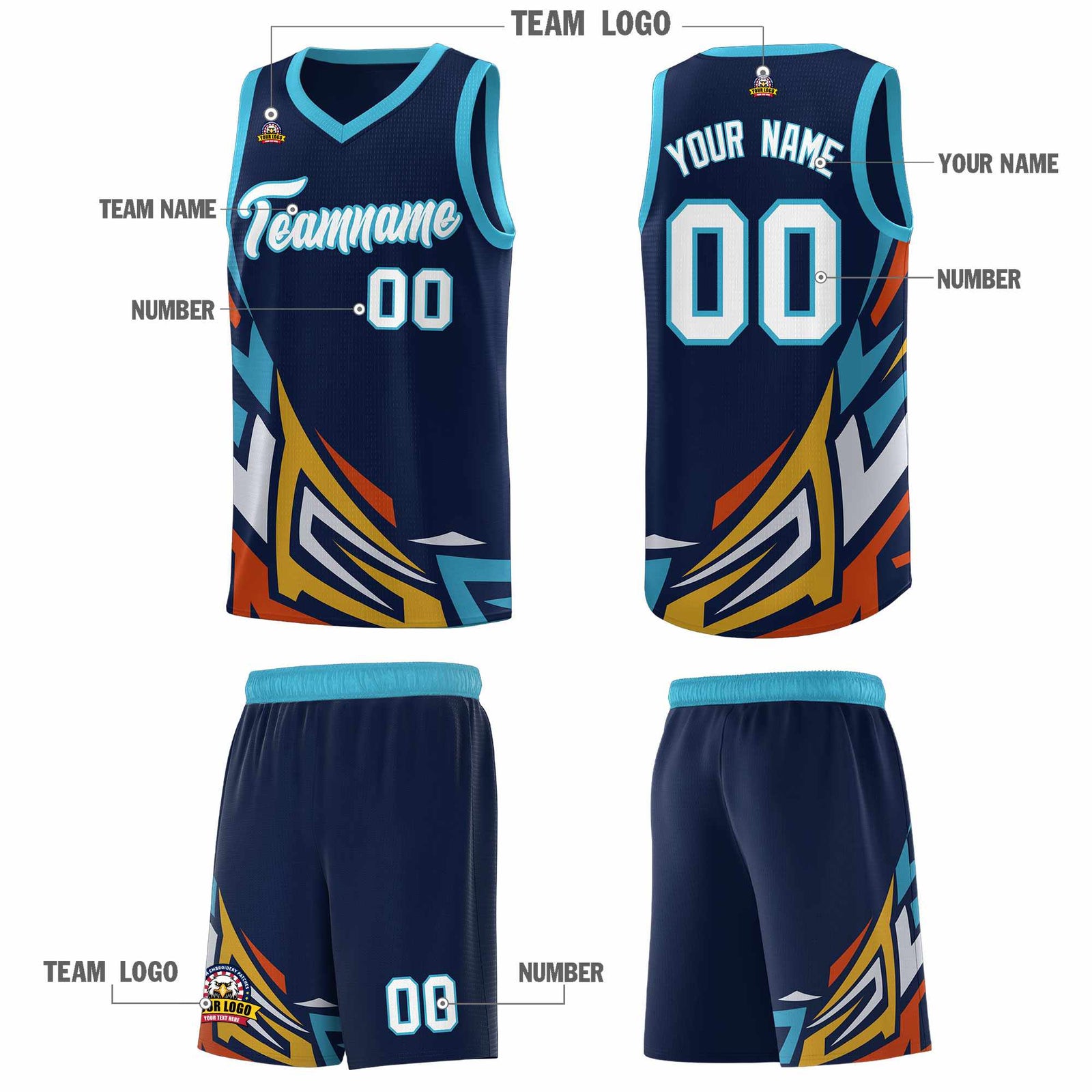 Custom Navy Gradient Graffiti Pattern Sports Uniform Basketball Jersey