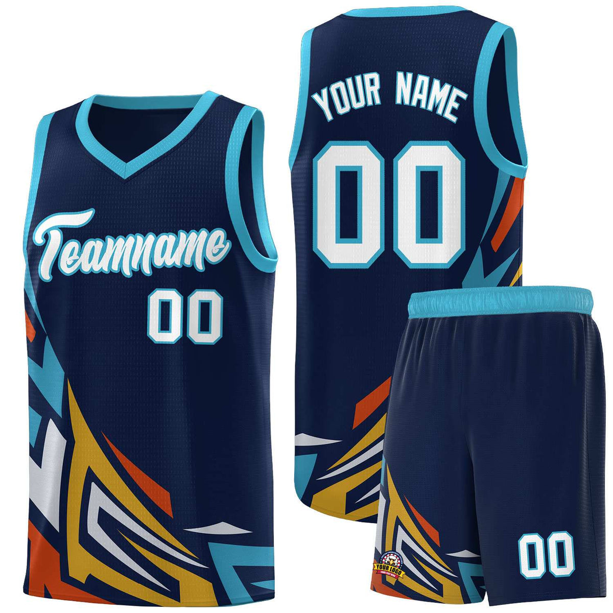 Custom Navy Gradient Graffiti Pattern Sports Uniform Basketball Jersey