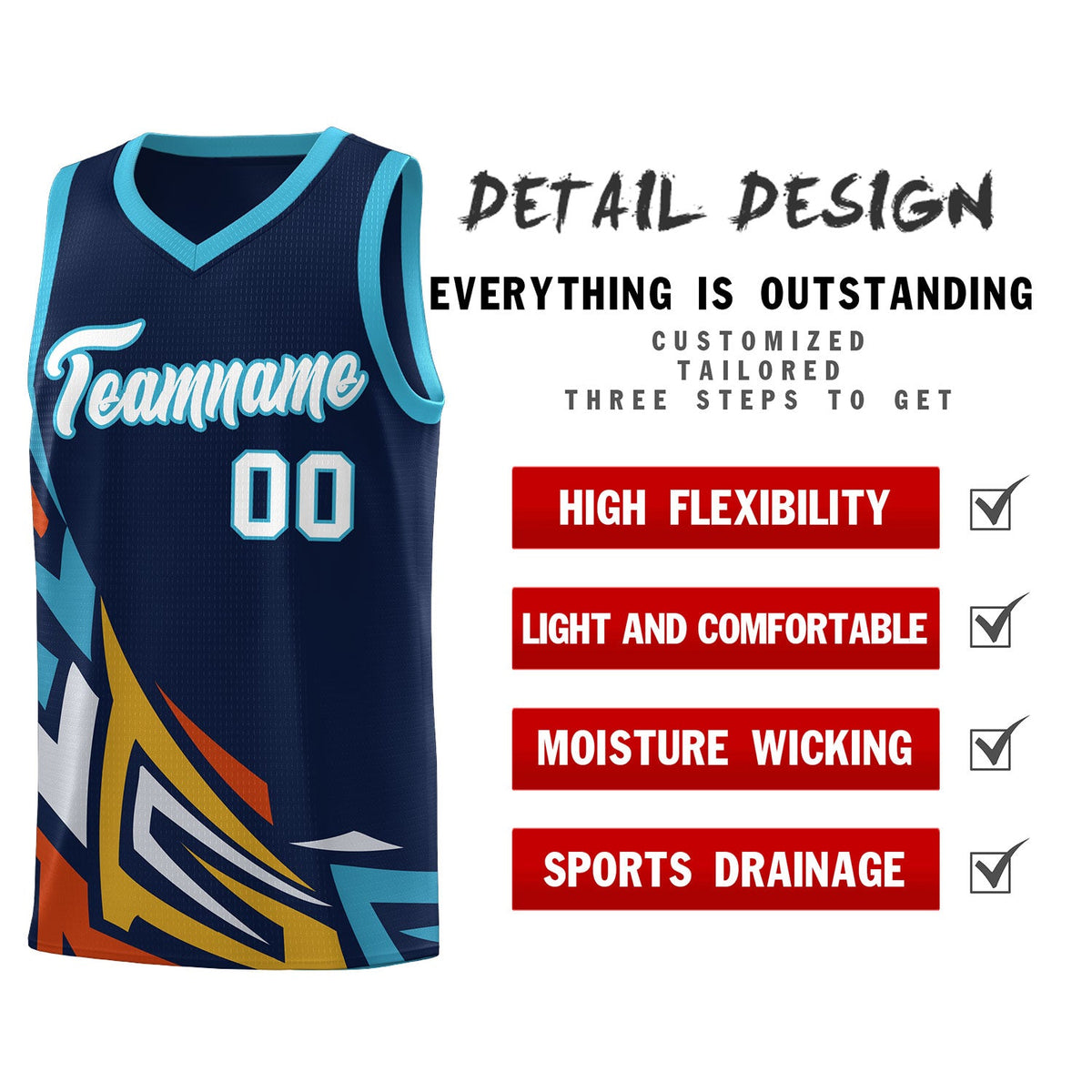 Custom Navy Gradient Graffiti Pattern Sports Uniform Basketball Jersey