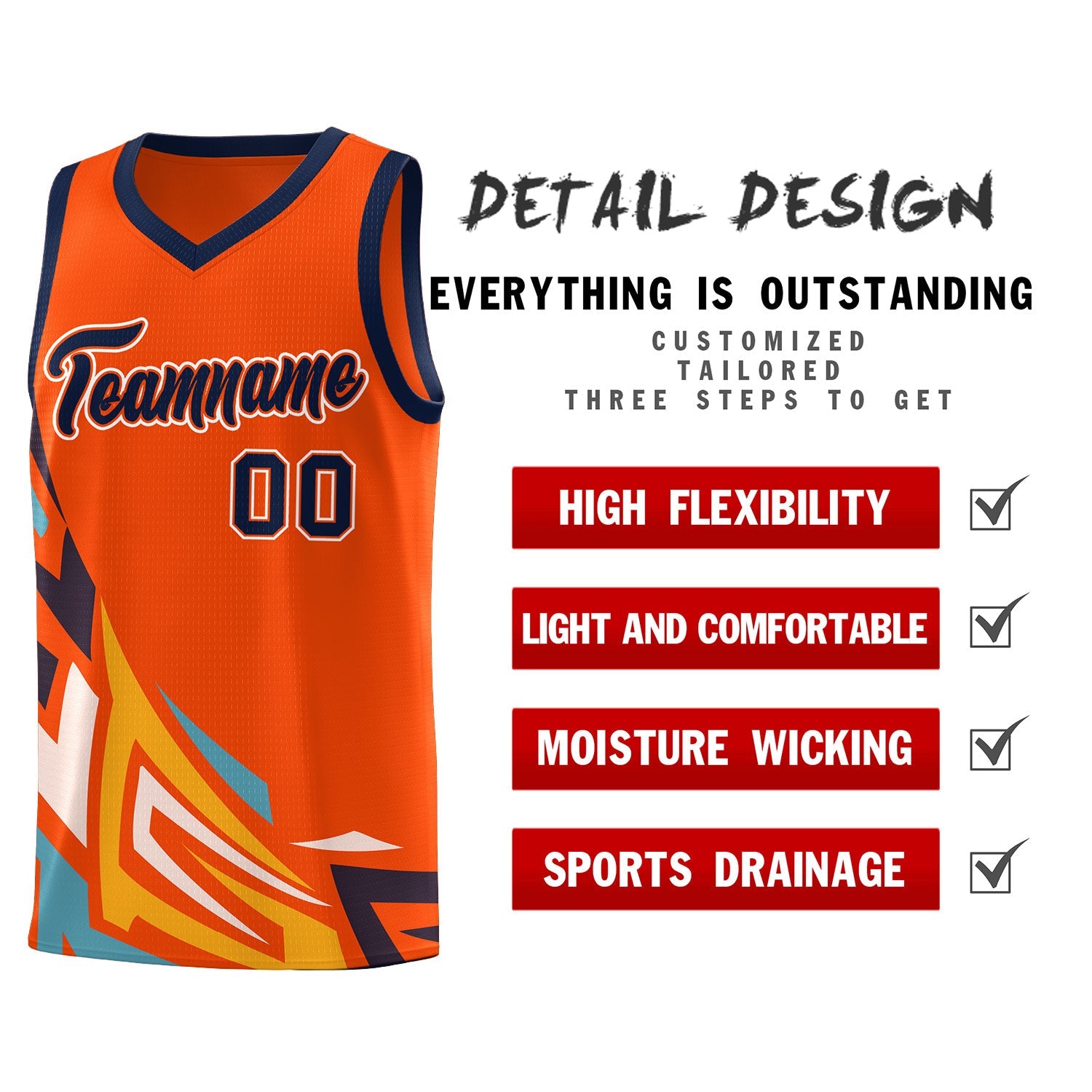 Custom Orange Gradient Graffiti Pattern Sports Uniform Basketball Jersey