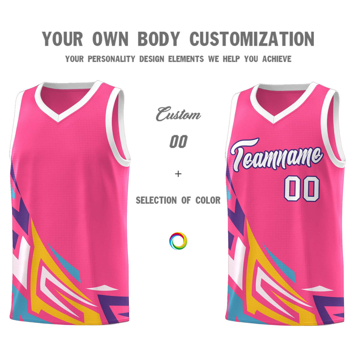 Custom Pink Gradient Graffiti Pattern Sports Uniform Basketball Jersey