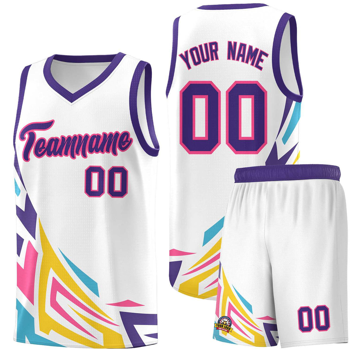 Custom White Gradient Graffiti Pattern Sports Uniform Basketball Jersey
