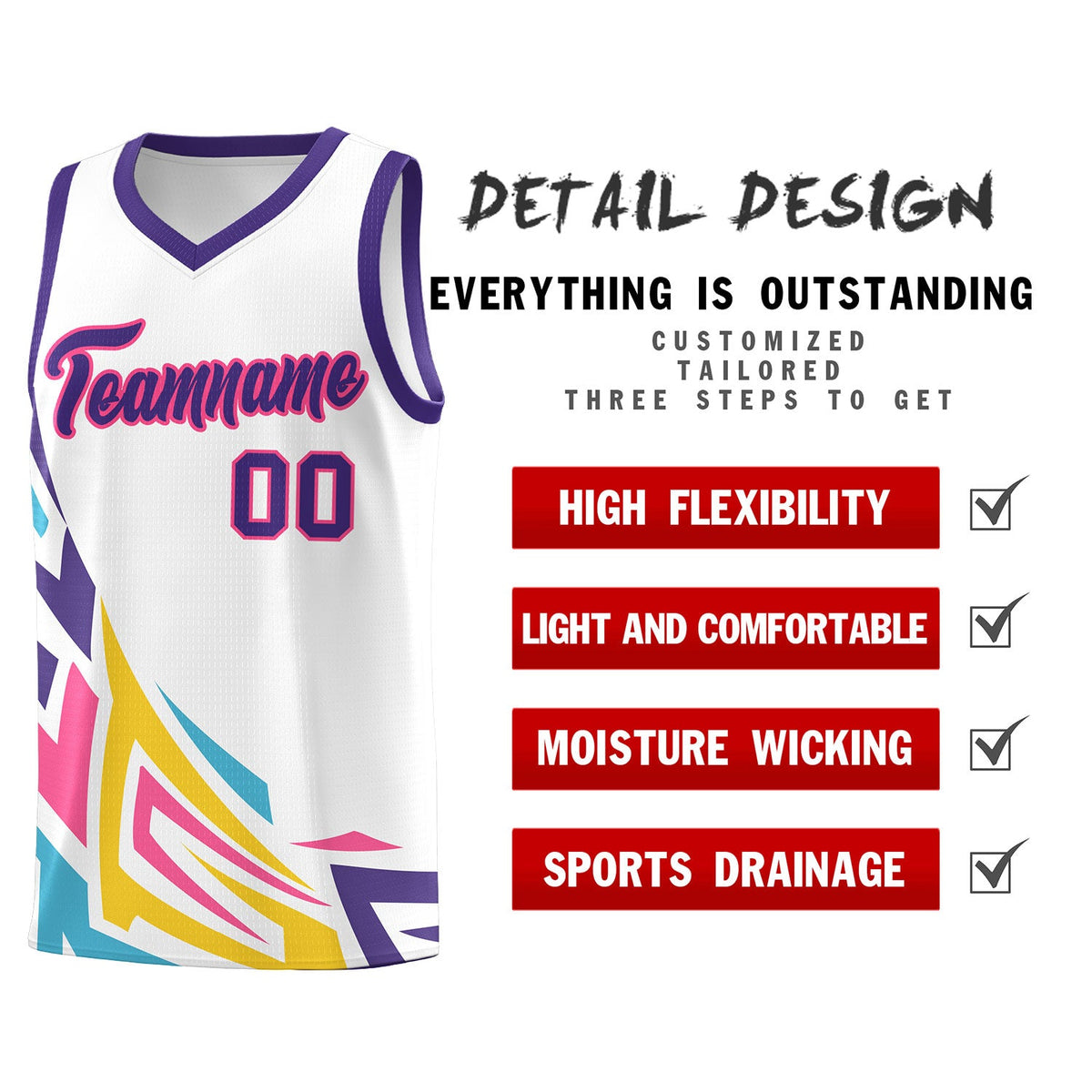 Custom White Gradient Graffiti Pattern Sports Uniform Basketball Jersey