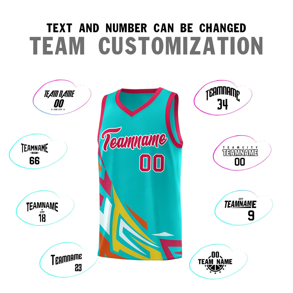 Custom Aqua Gradient Graffiti Pattern Sports Uniform Basketball Jersey