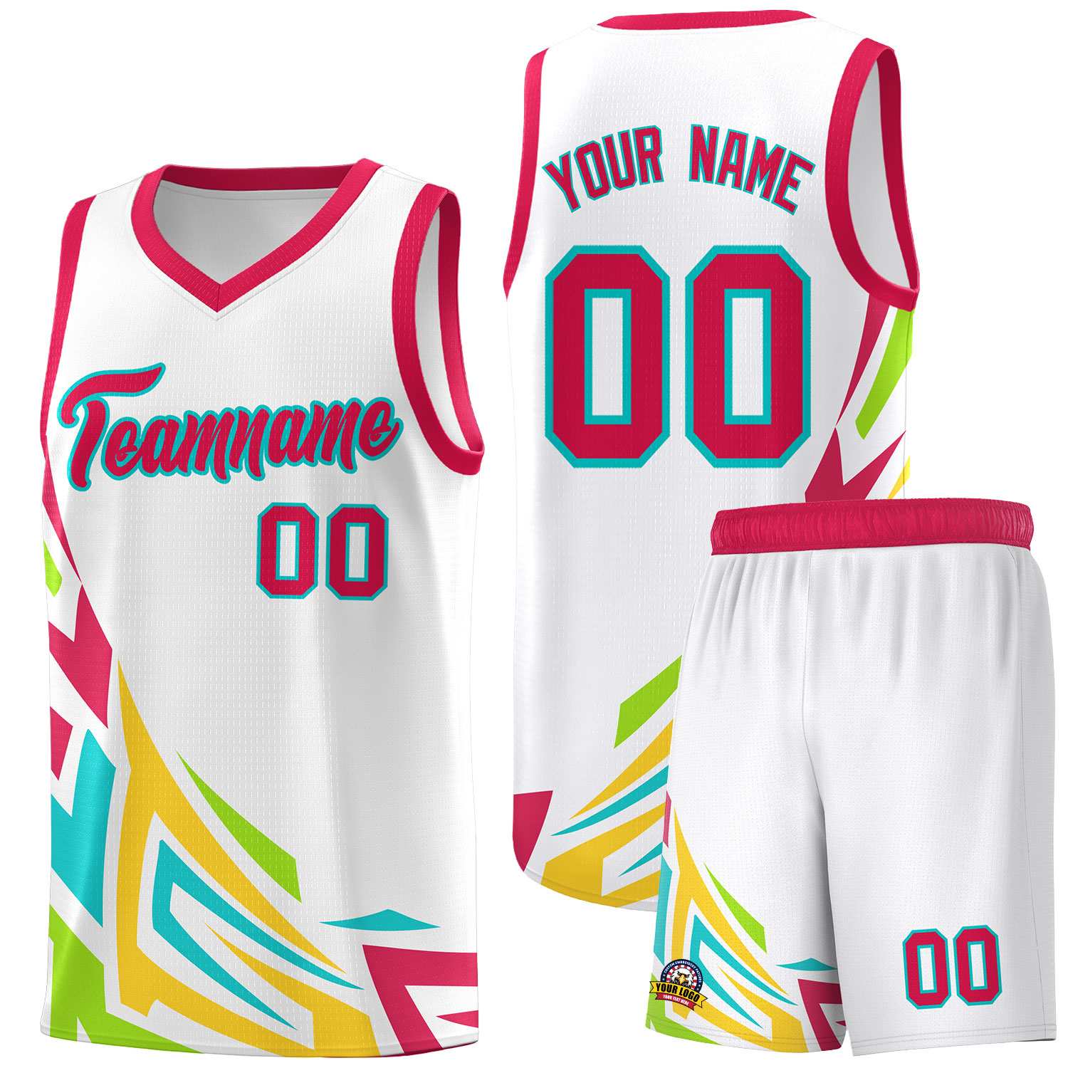 Custom White Gradient Graffiti Pattern Sports Uniform Basketball Jersey