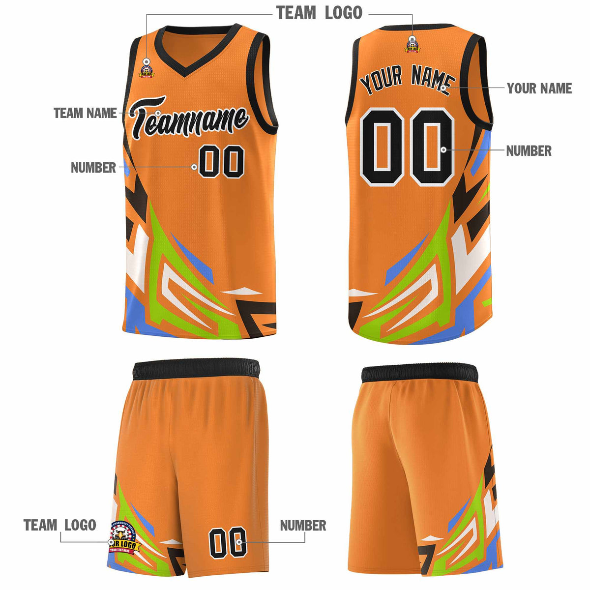 Custom Gold Orange Gradient Graffiti Pattern Sports Uniform Basketball Jersey