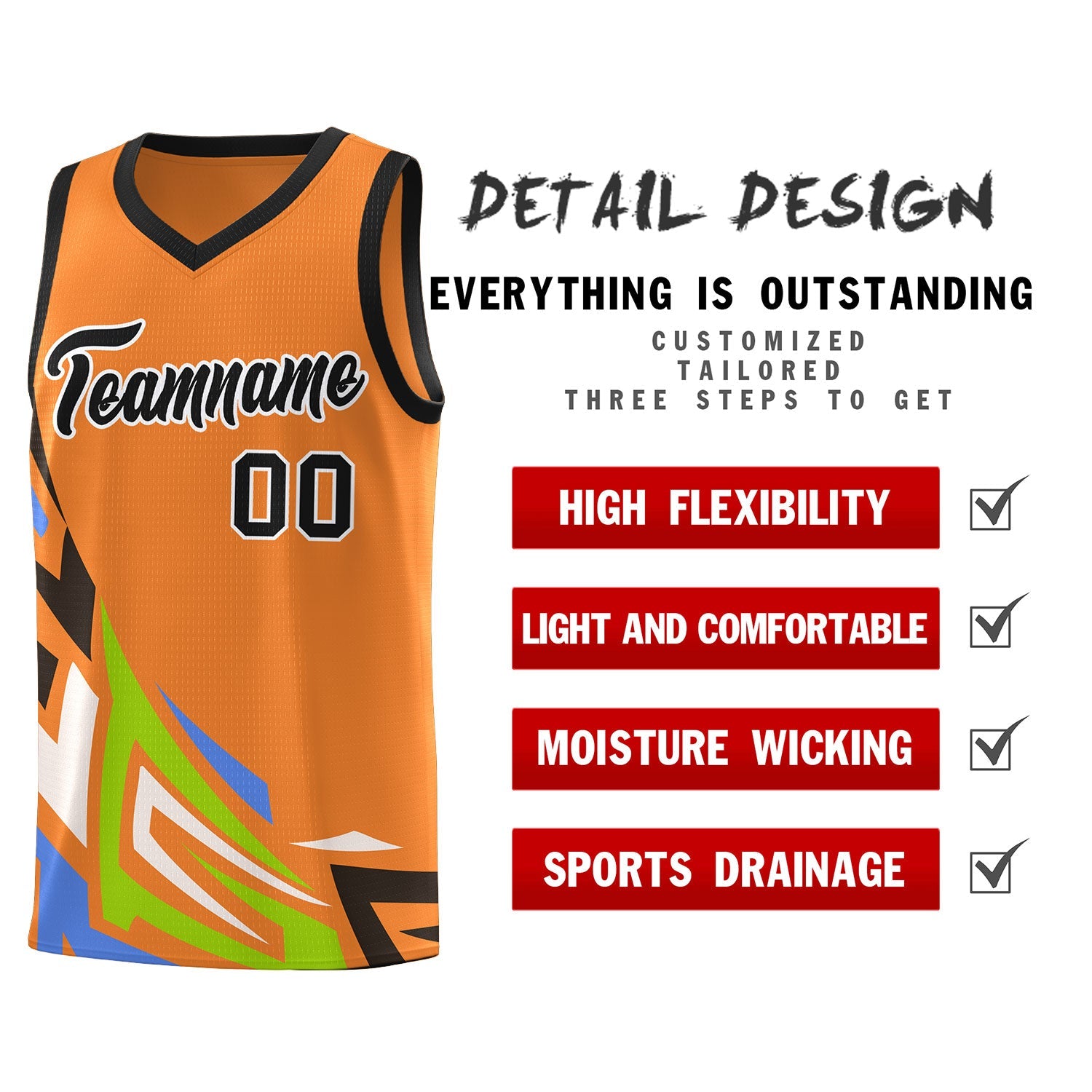 Custom Gold Orange Gradient Graffiti Pattern Sports Uniform Basketball Jersey