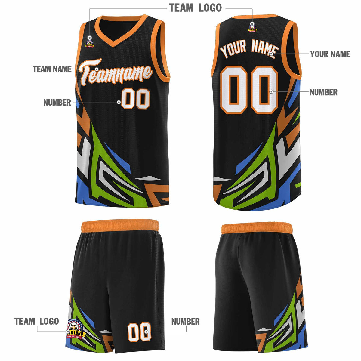 Custom Black Gradient Graffiti Pattern Sports Uniform Basketball Jersey