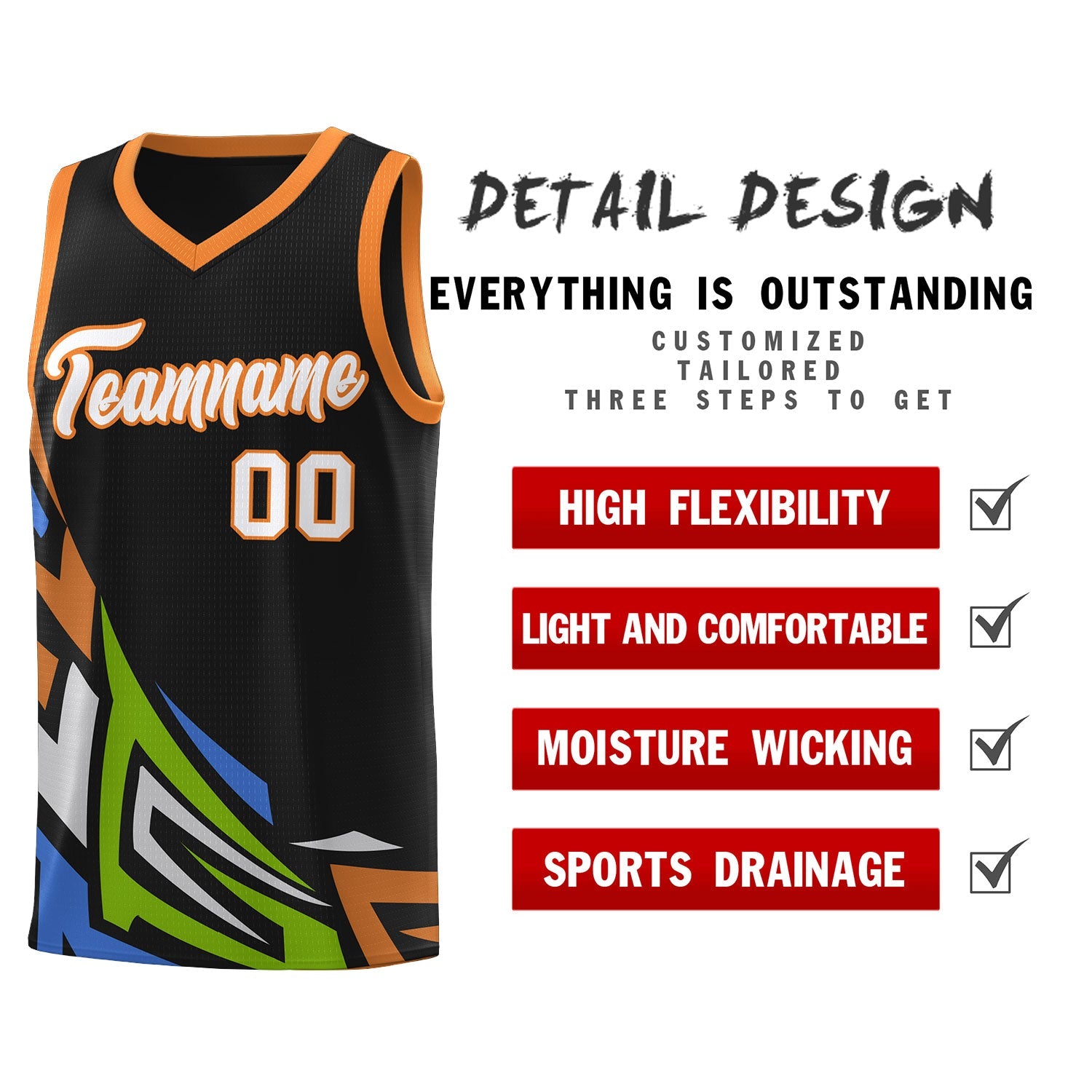 Custom Black Gradient Graffiti Pattern Sports Uniform Basketball Jersey