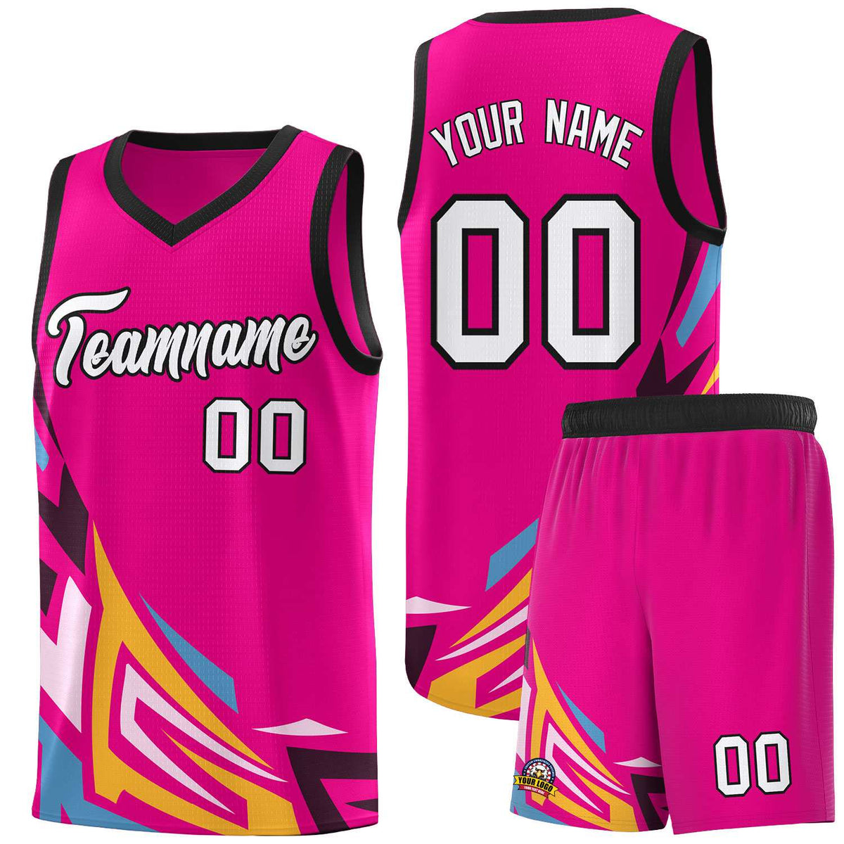 Custom Pink Gradient Graffiti Pattern Sports Uniform Basketball Jersey