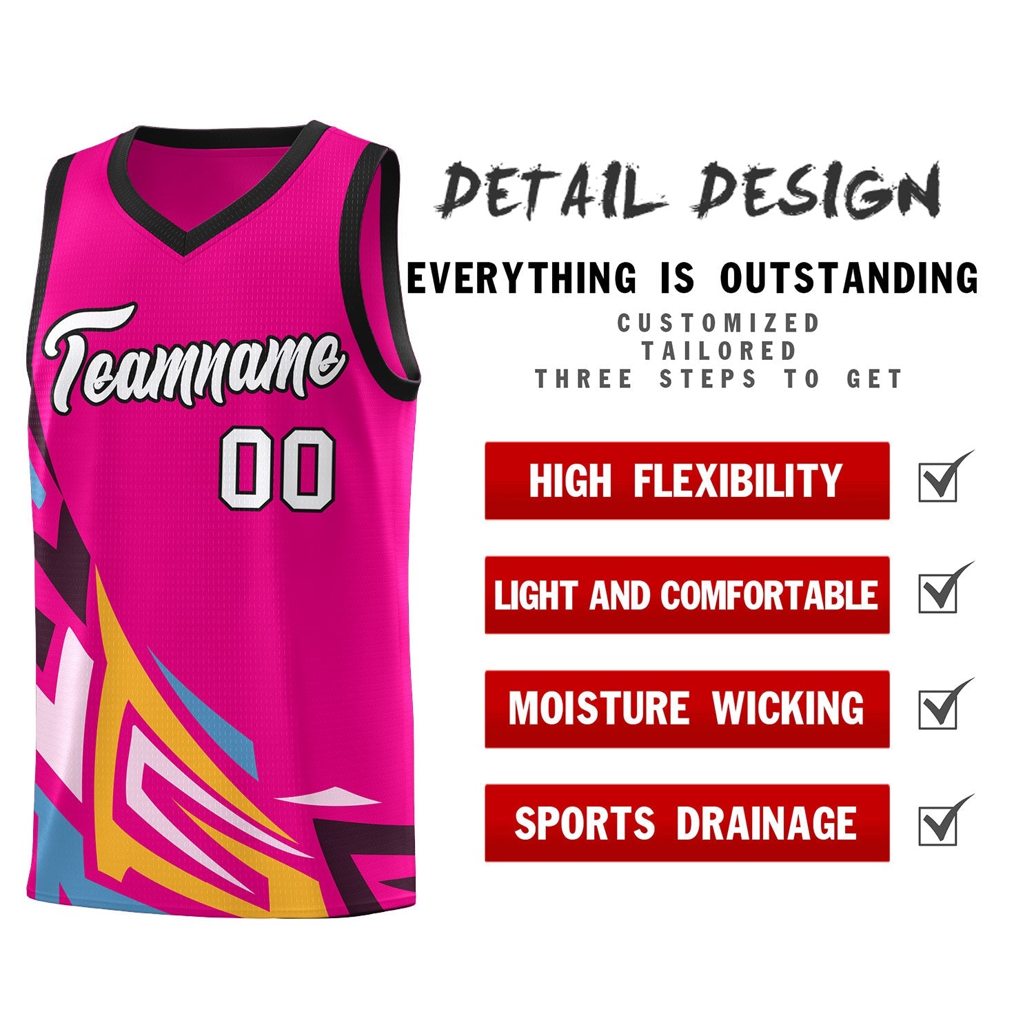 Custom Pink Gradient Graffiti Pattern Sports Uniform Basketball Jersey