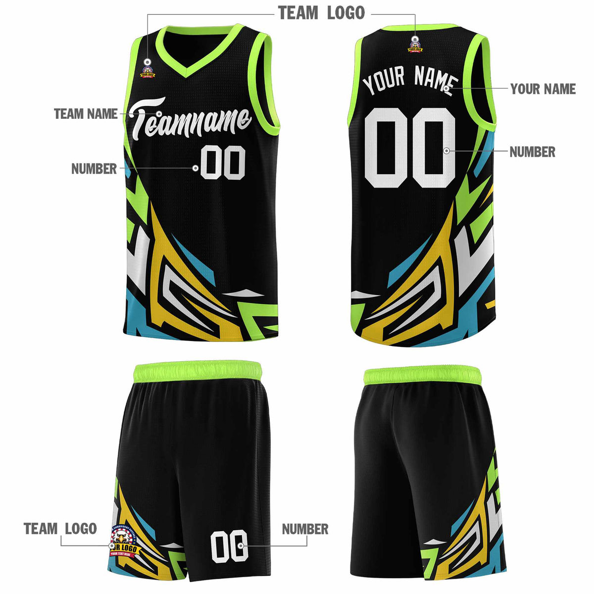 Custom Black Gradient Graffiti Pattern Sports Uniform Basketball Jersey
