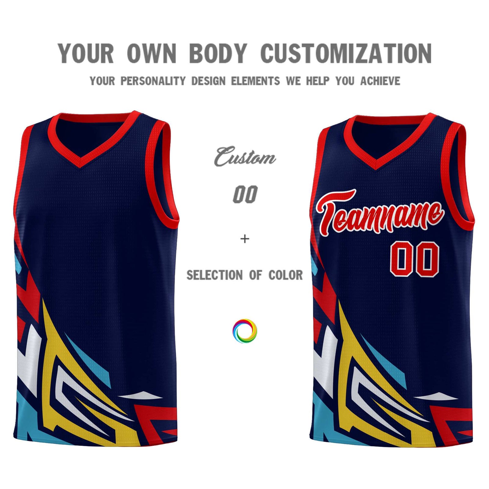Custom Navy Gradient Graffiti Pattern Sports Uniform Basketball Jersey