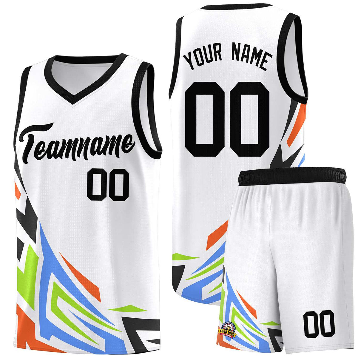 Custom White Gradient Graffiti Pattern Sports Uniform Basketball Jersey