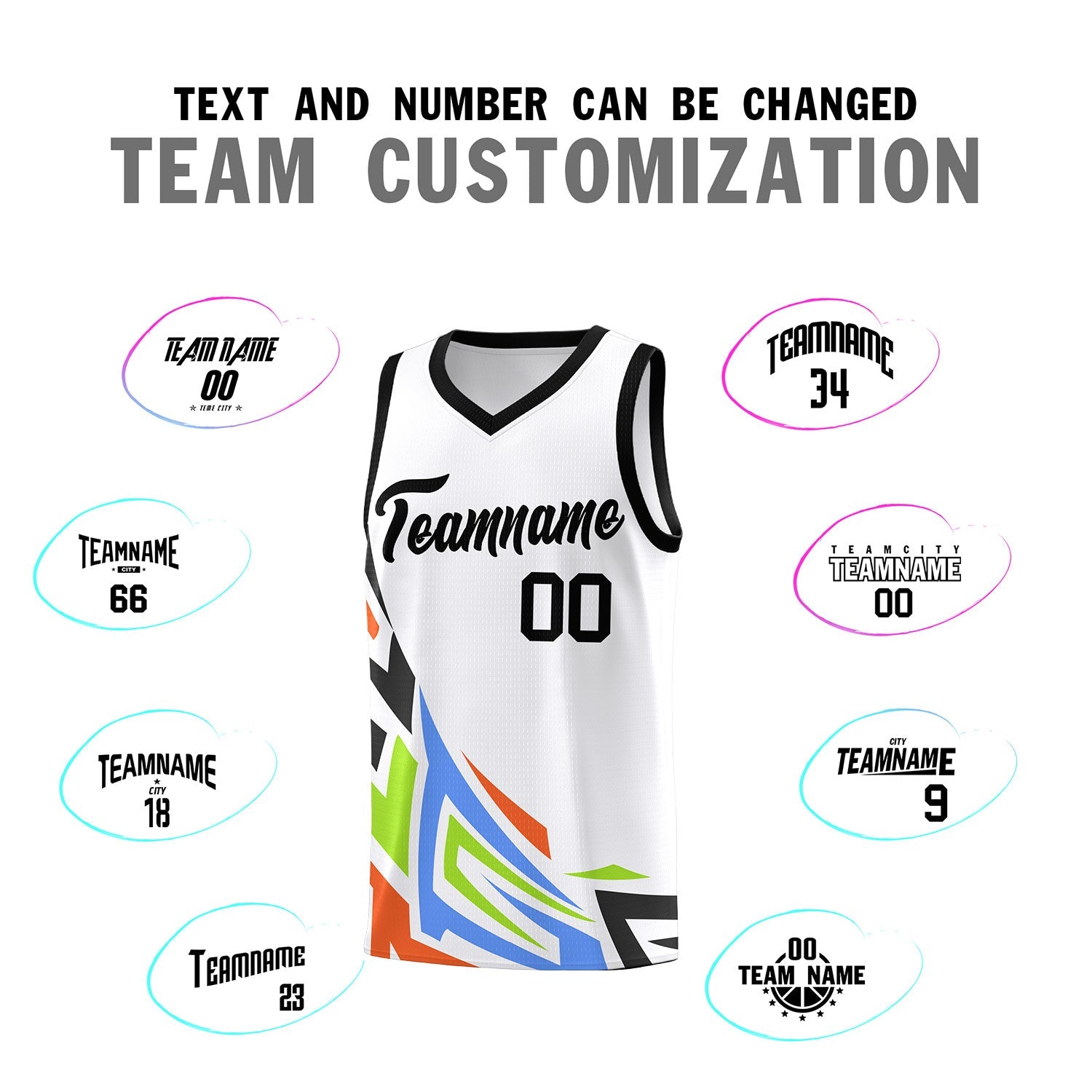 Custom White Gradient Graffiti Pattern Sports Uniform Basketball Jersey