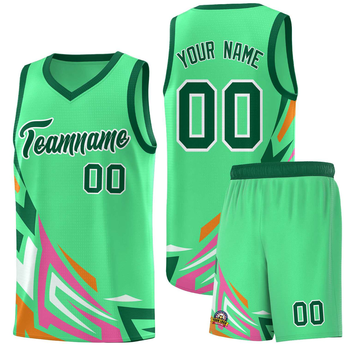 Custom Green Gradient Graffiti Pattern Sports Uniform Basketball Jersey