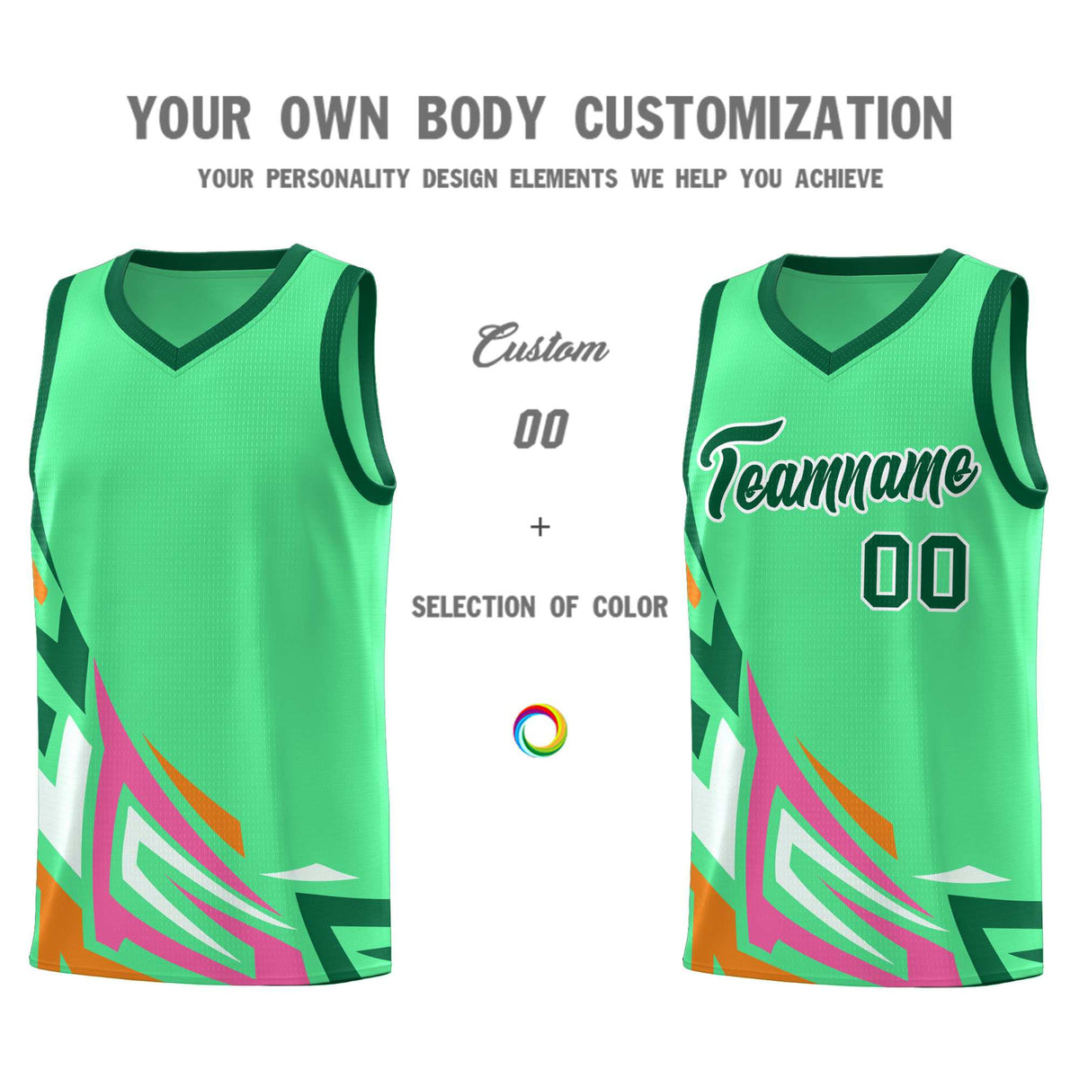 Custom Green Gradient Graffiti Pattern Sports Uniform Basketball Jersey