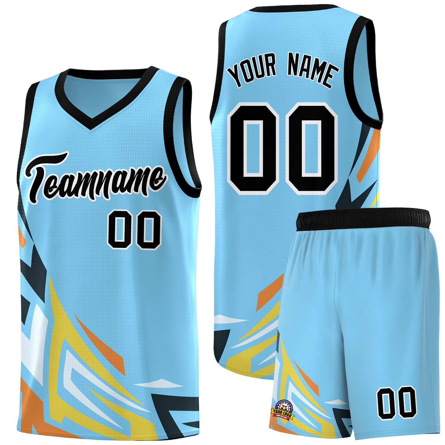 Custom Light Blue Gradient Graffiti Pattern Sports Uniform Basketball Jersey