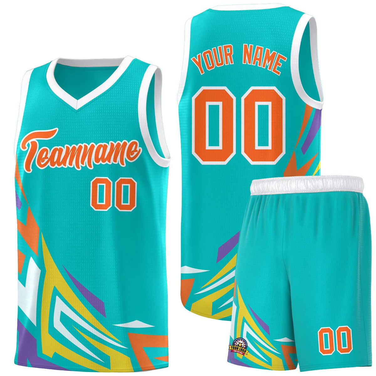 Custom Aqua Gradient Graffiti Pattern Sports Uniform Basketball Jersey